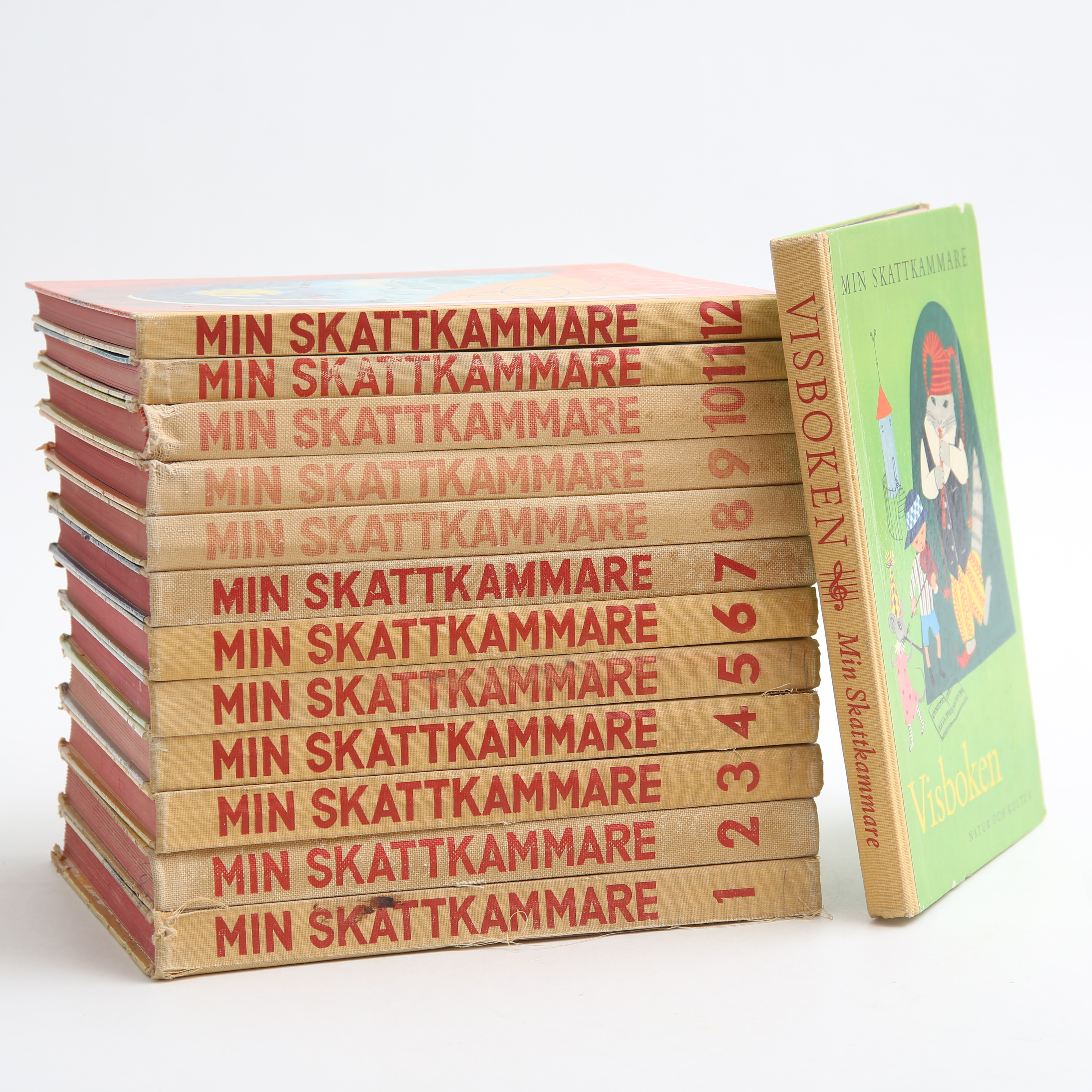 BARNBÖCKER, "Min Skattkammare" 1-12 samt "Visboken", Annie Löfstedt/Barbro Svinhufvud, 1960-tal.
