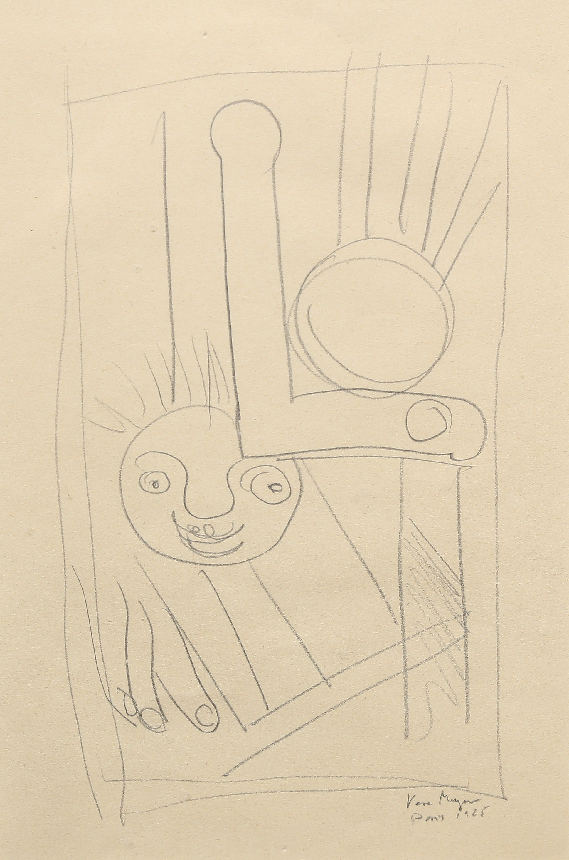 VERA HELGA MEYERSON. blyerts, figurkomposition, signerad och daterad Paris 1925.