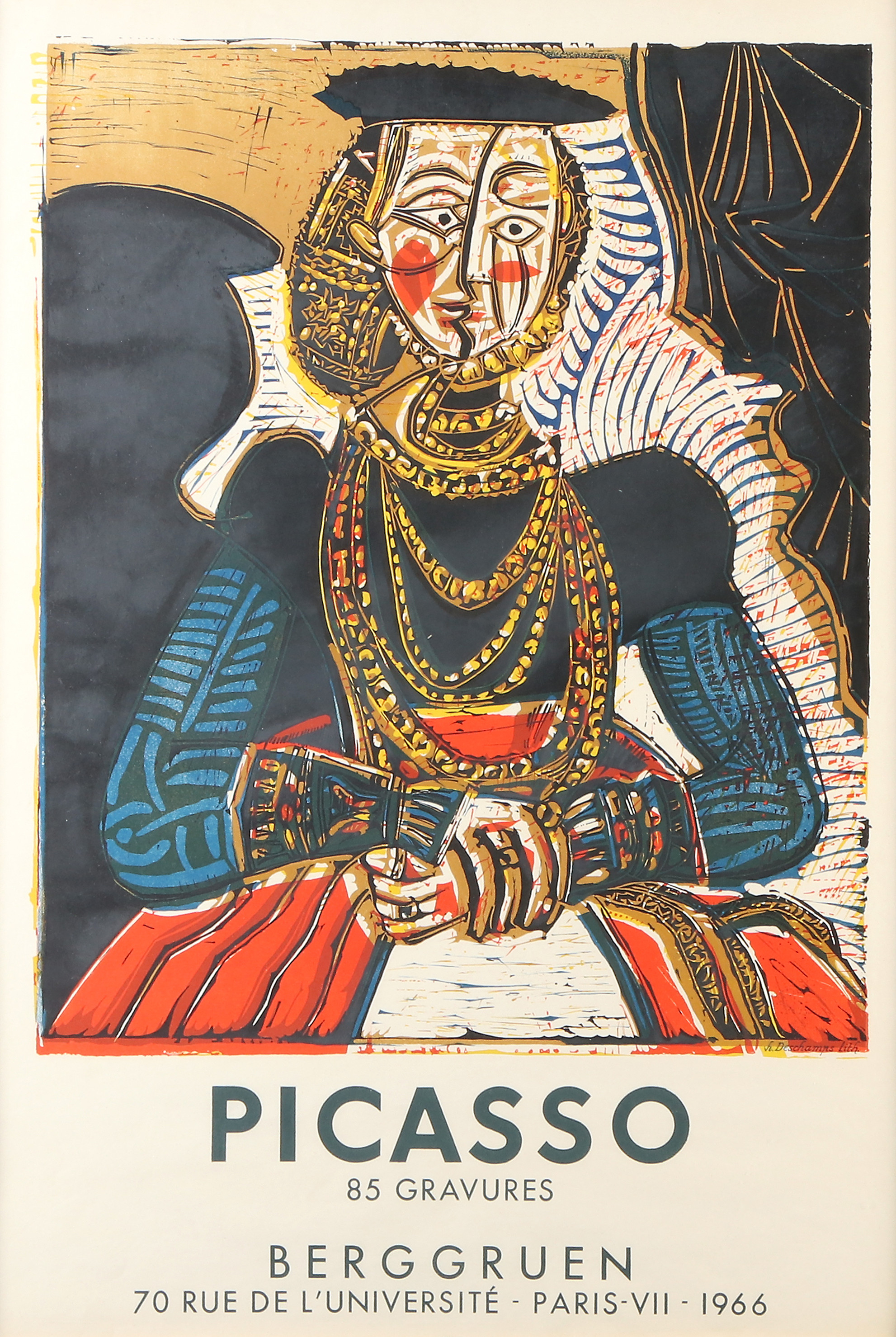 PABLO PICASSO. Litograferad utställningsaffisch. Berggruen 1966.