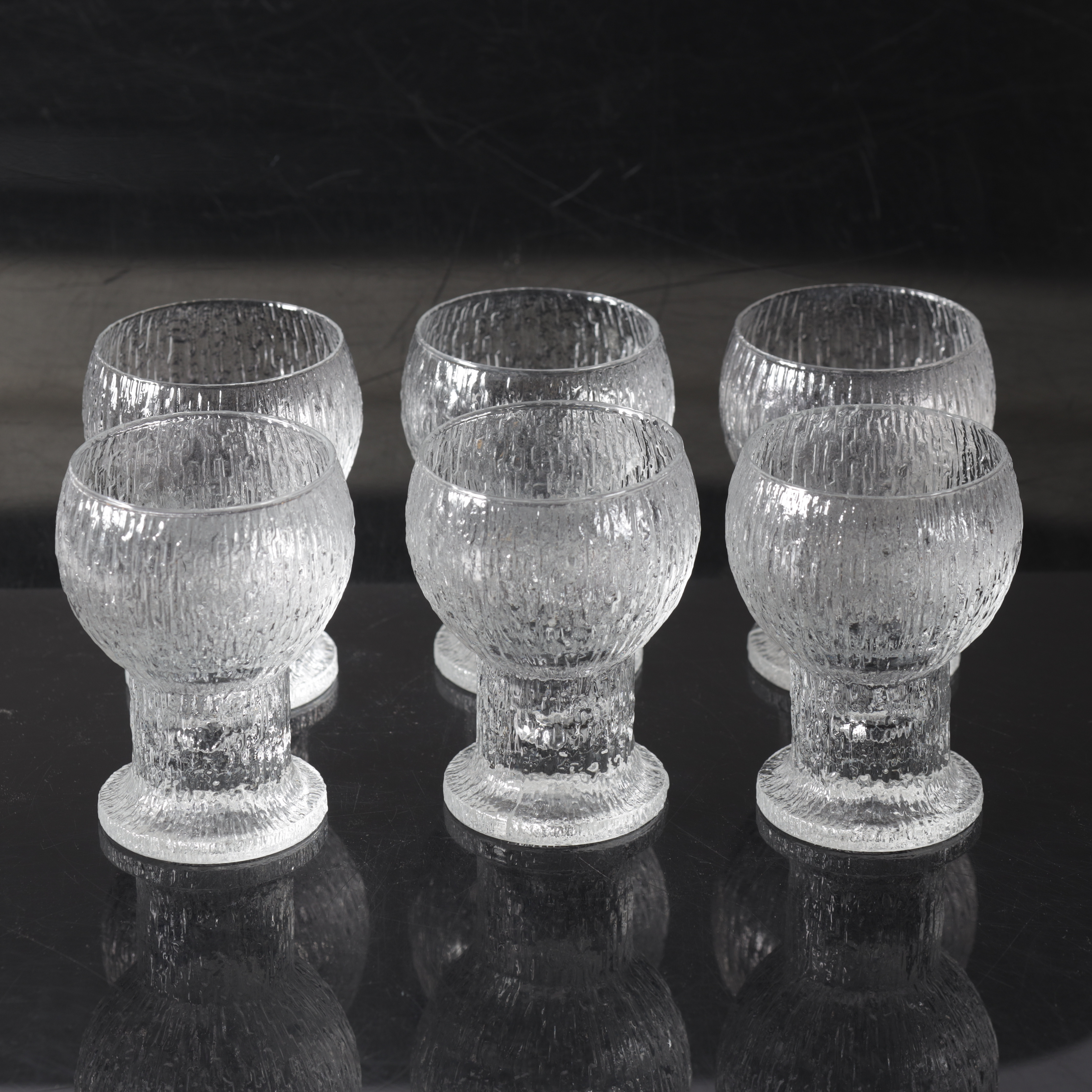 TIMO SARPANEVA. Glas, 6 st. "Kekkerit", Iittala, Finland.