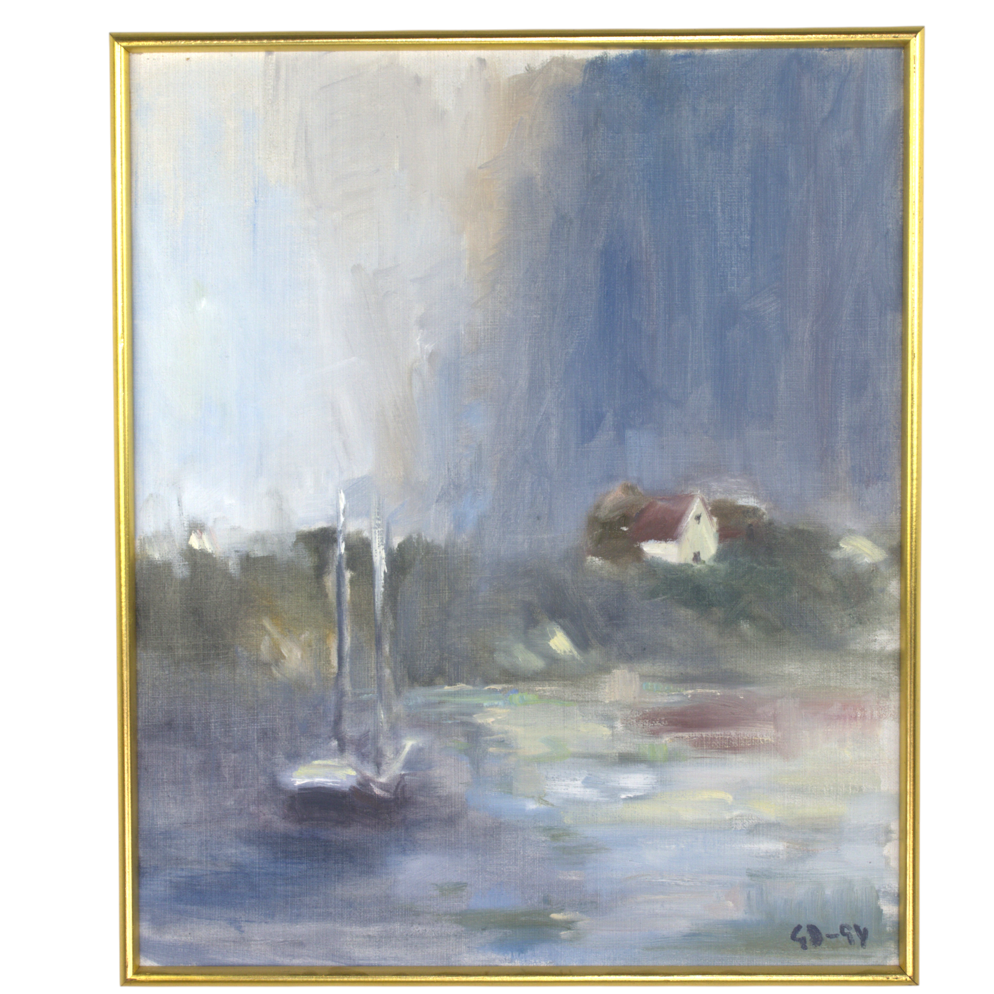 GÖRAN DALGREN. Olja på duk, "Landskap Ven, Kyrkbacken", signerad.