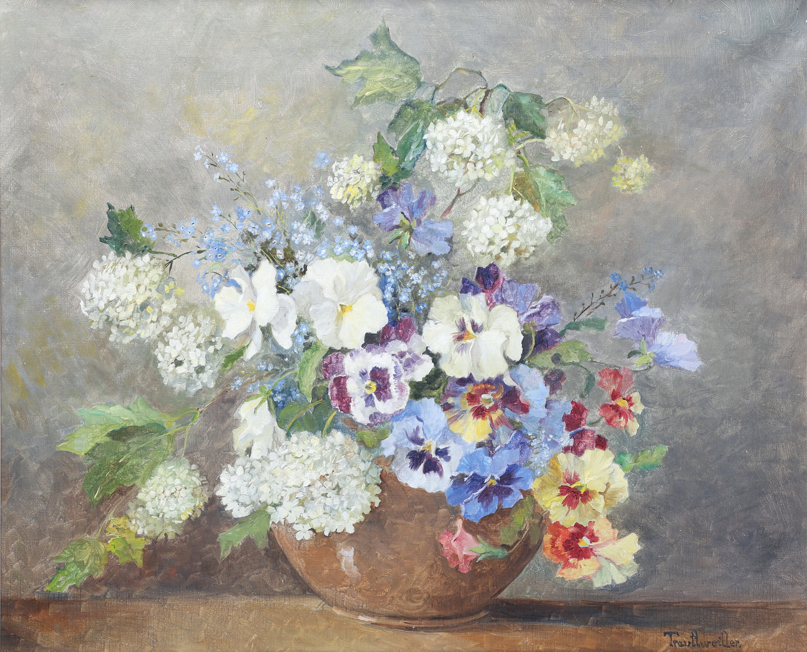 STEFANIE VON TRAUTTWEILLER (1888-1979). Olja på duk, blomsterstilleben, signerad.