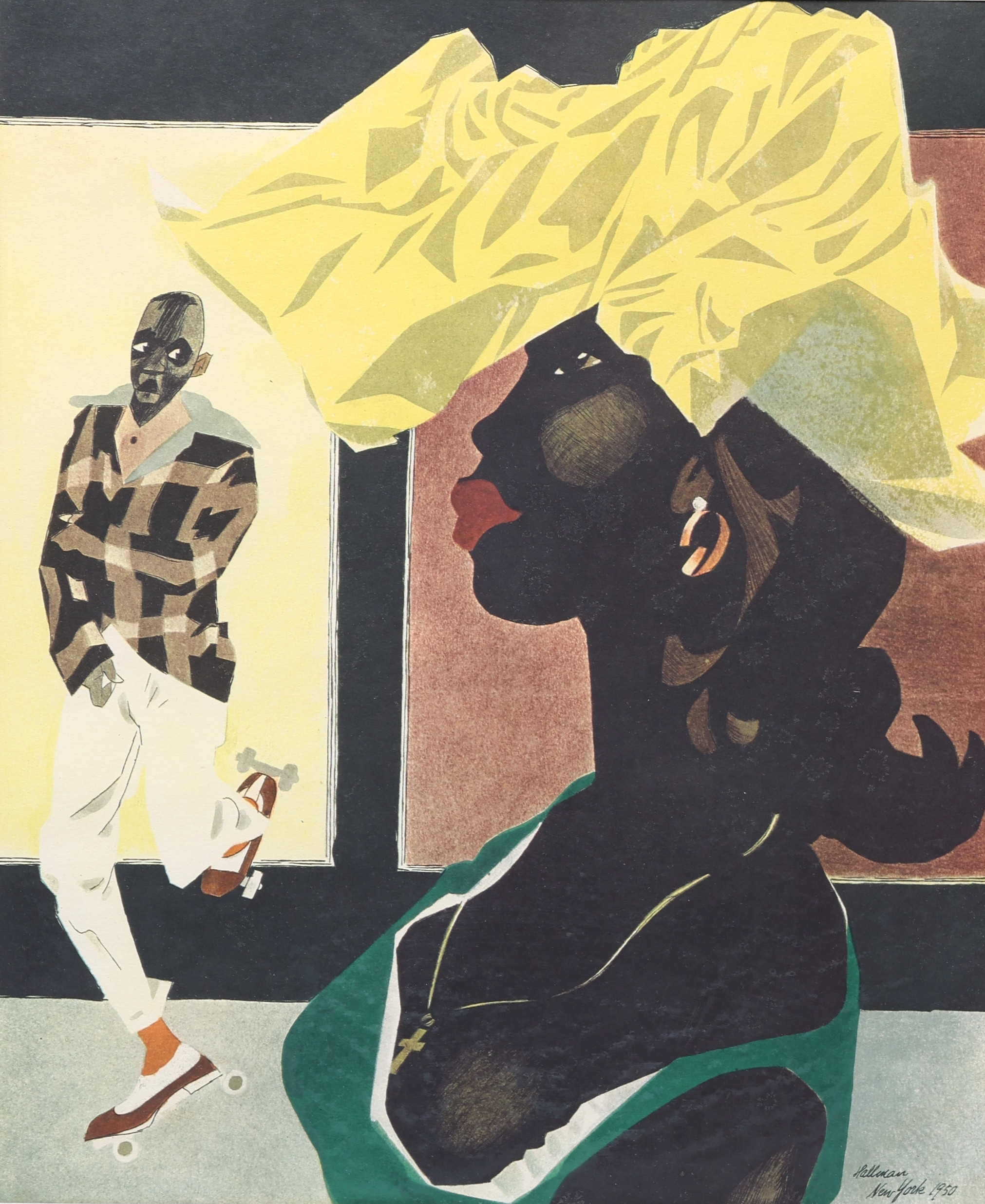 ADOLF HALLMAN. Grafiskt blad, signerad i tryck, "Hallman New York 1950".