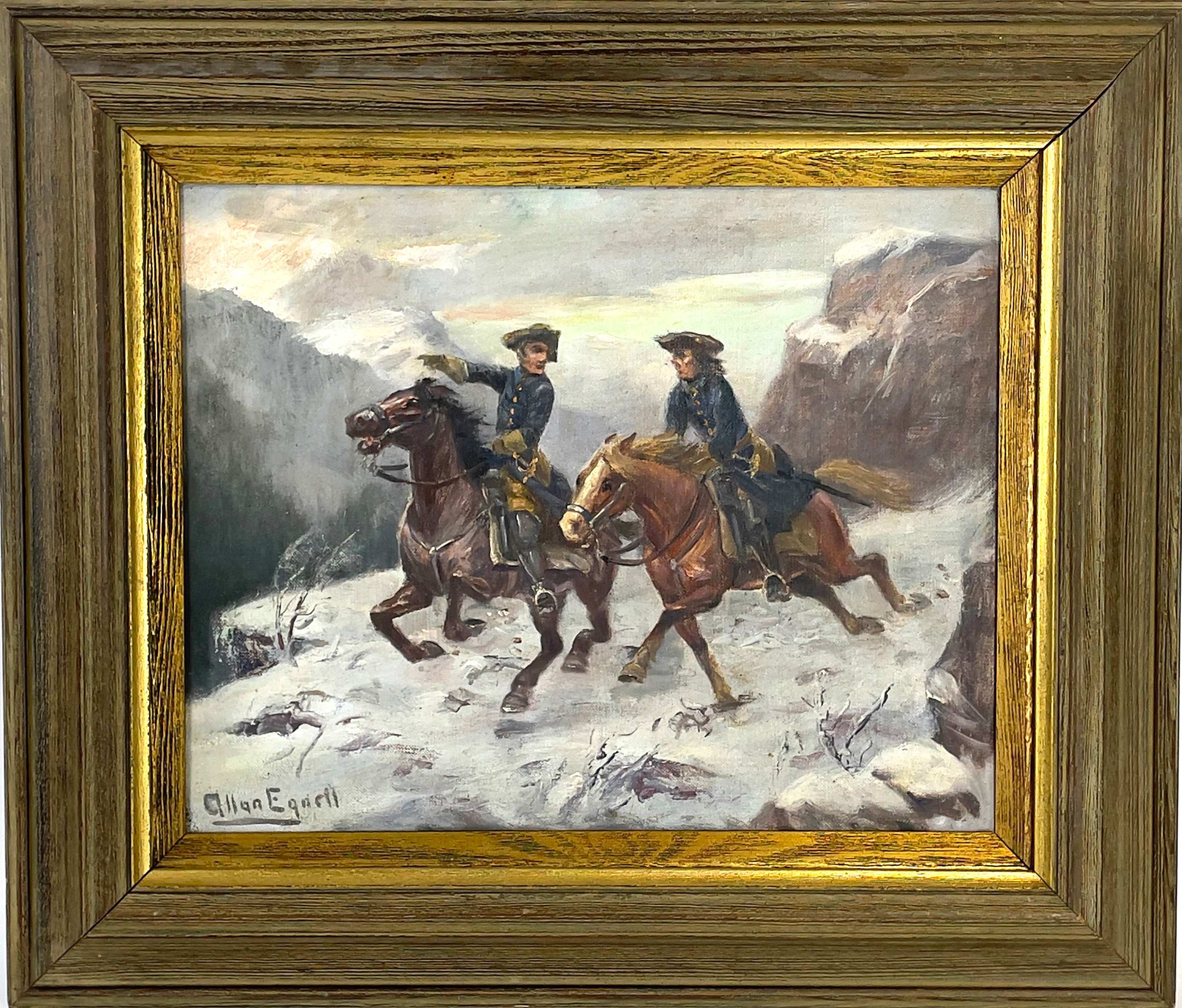 ALLAN EGNELL (1884-1960). Ridande karoliner, olja på duk, signerad.