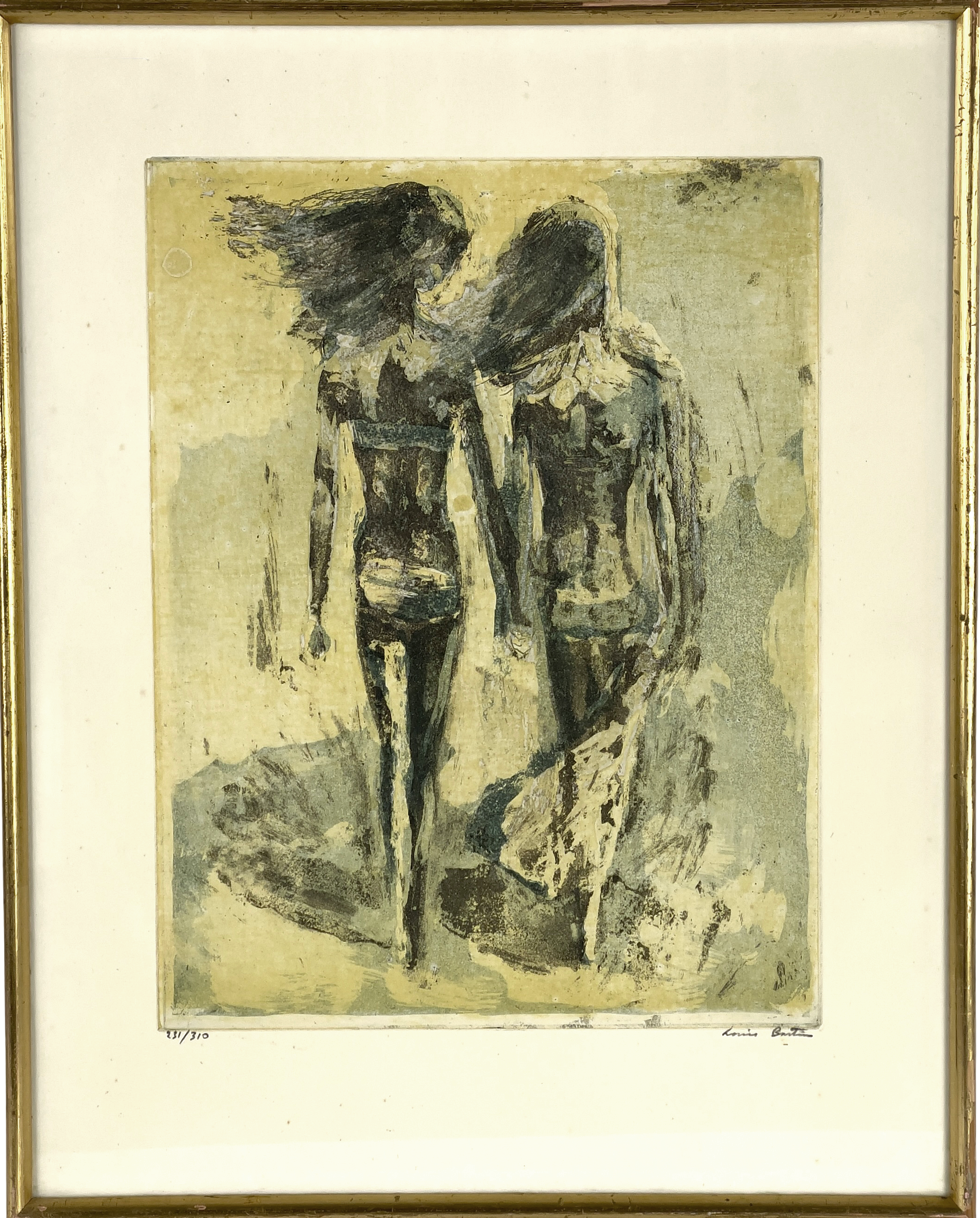 LOUIS BASTIN. Färglitografi, figurkomposition, signerad & numrerad 231/310.