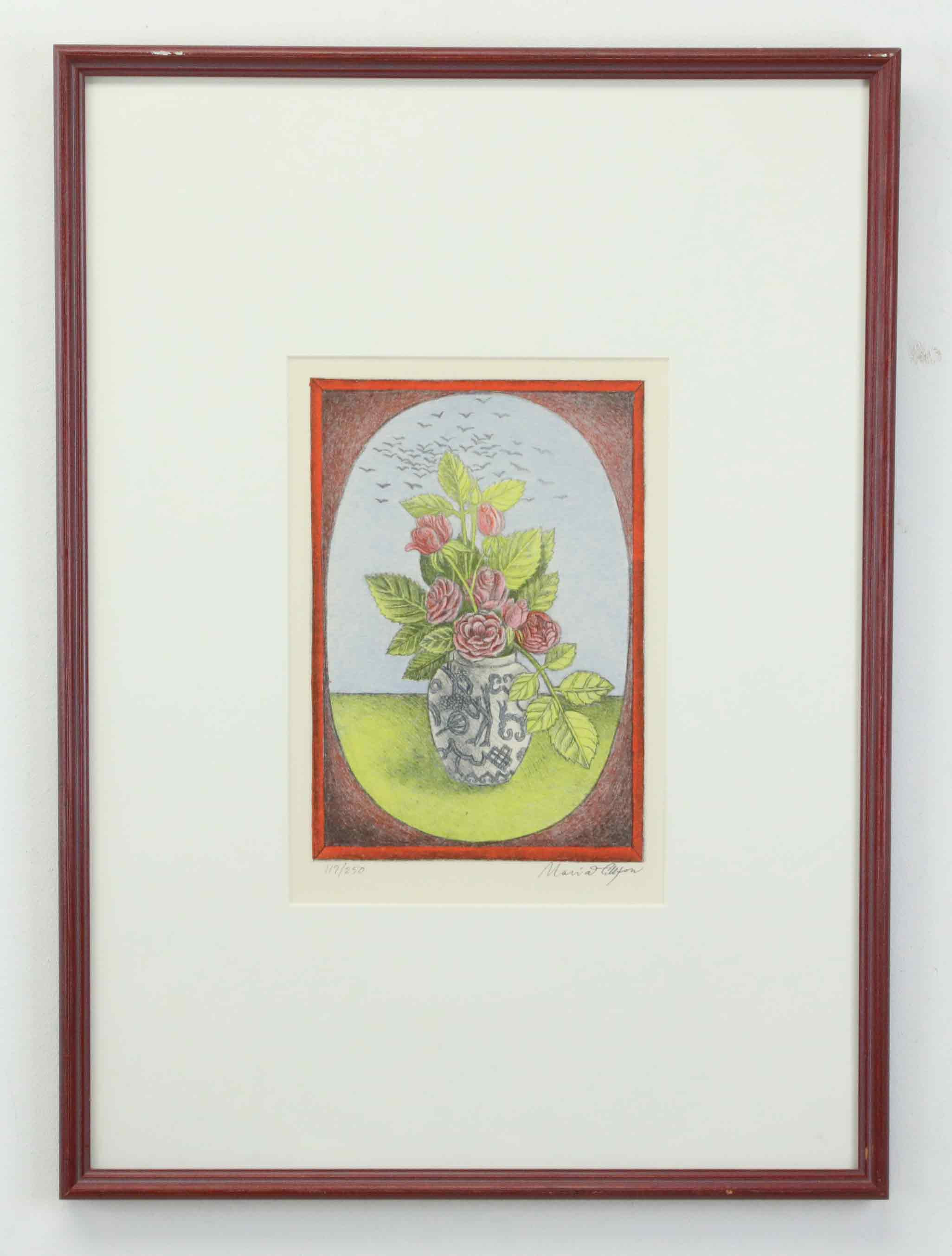 MARIA HILLFON. Litografi, blomsterstilleben, numrerad 119/250, signerad.