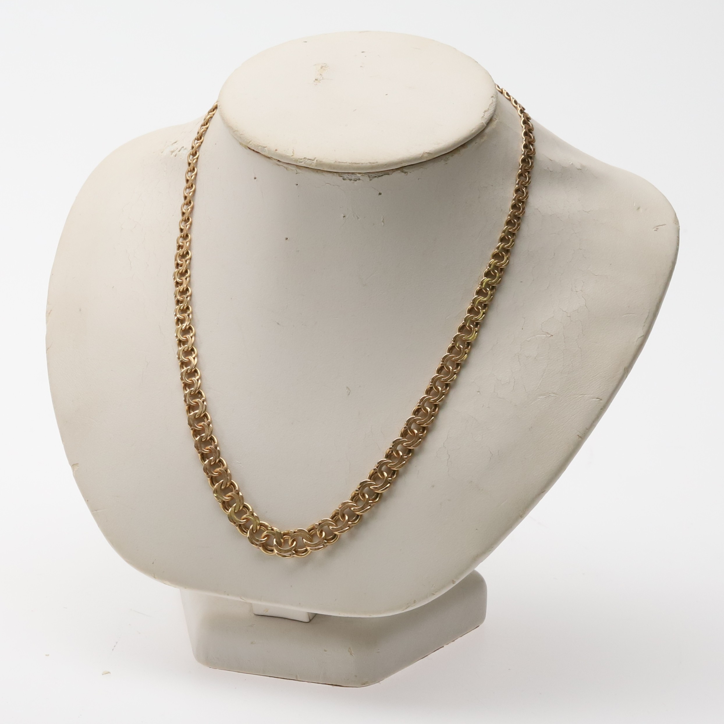 COLLIER, 18 k guld, doserad bismarklänk, 23,1 gram.