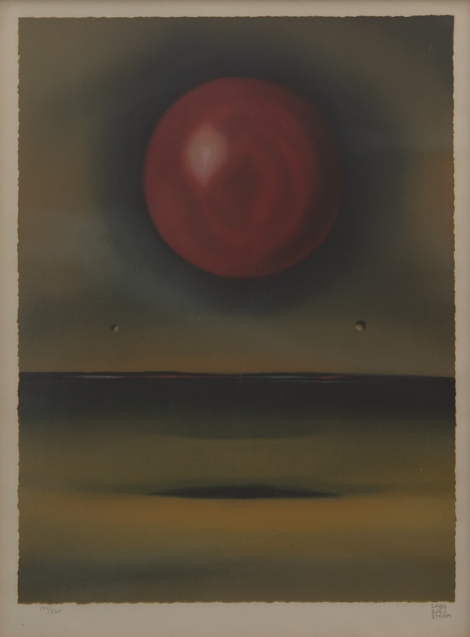 LARS SJÖSTRÖM (FÖDD 1942). Komposition med planeter, litografi nr 134/260, signerad.