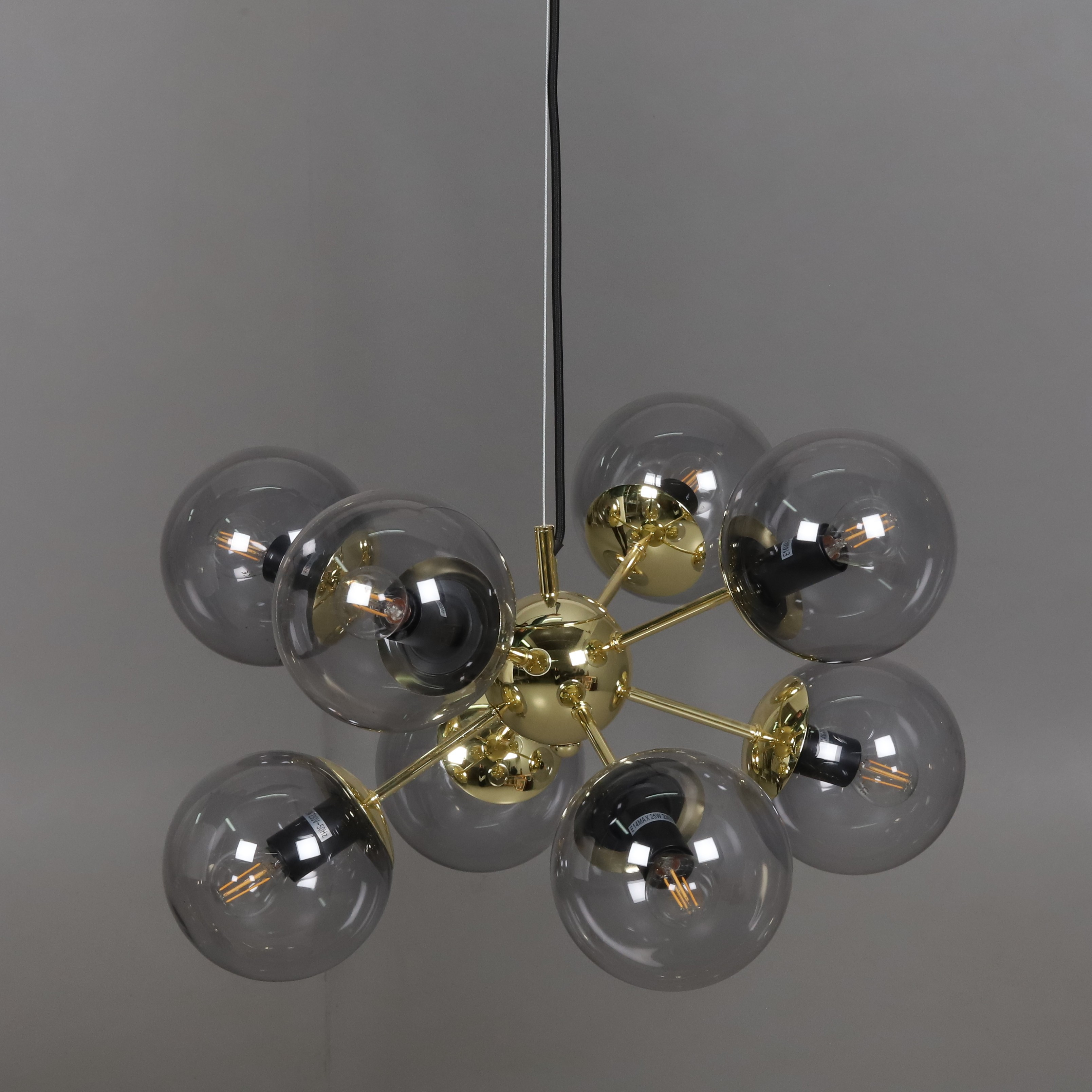 TAKLAMPA. Metall & glas, "Isolde" 8 ljusarmar, Mio.