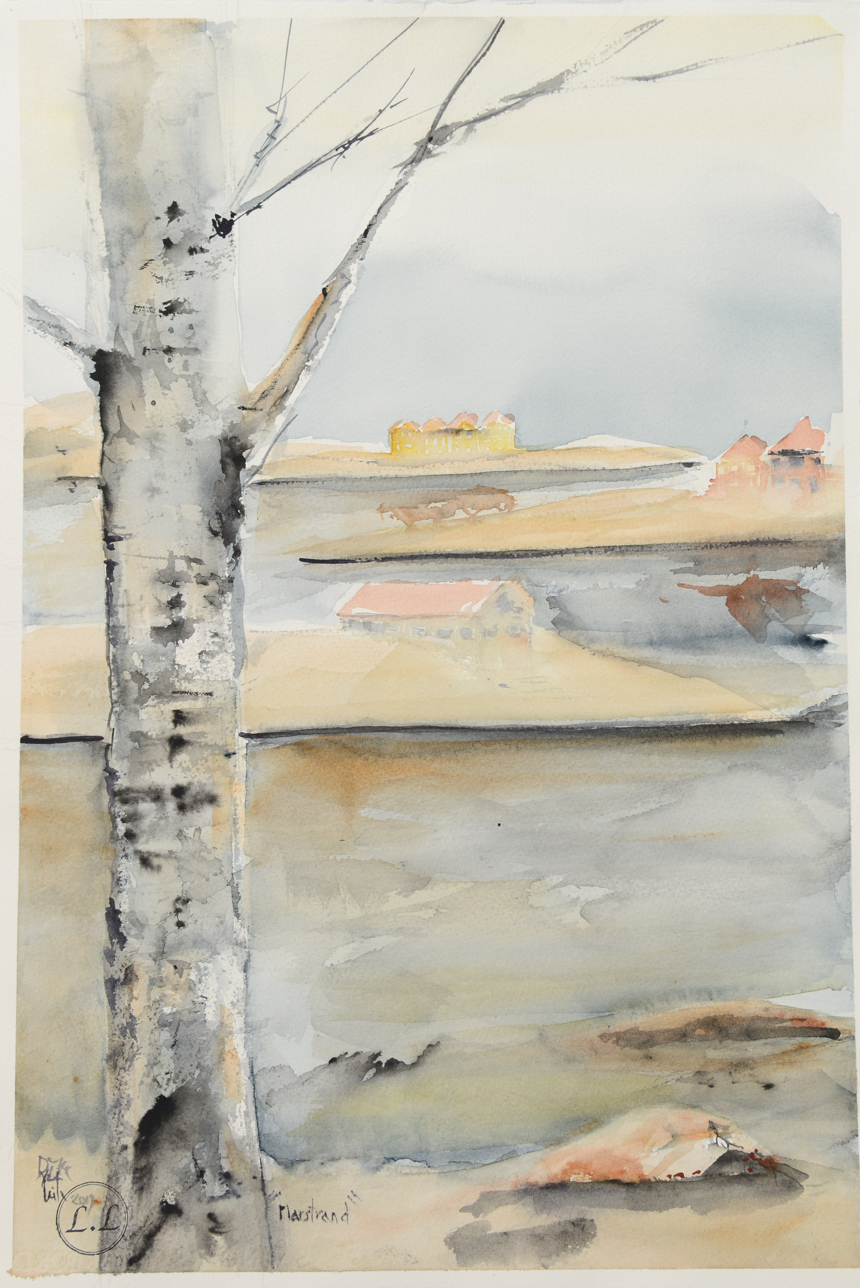LEILA LAGRÉN. "Marstrand", akvarell på papper, signerad samt daterad 2019.
