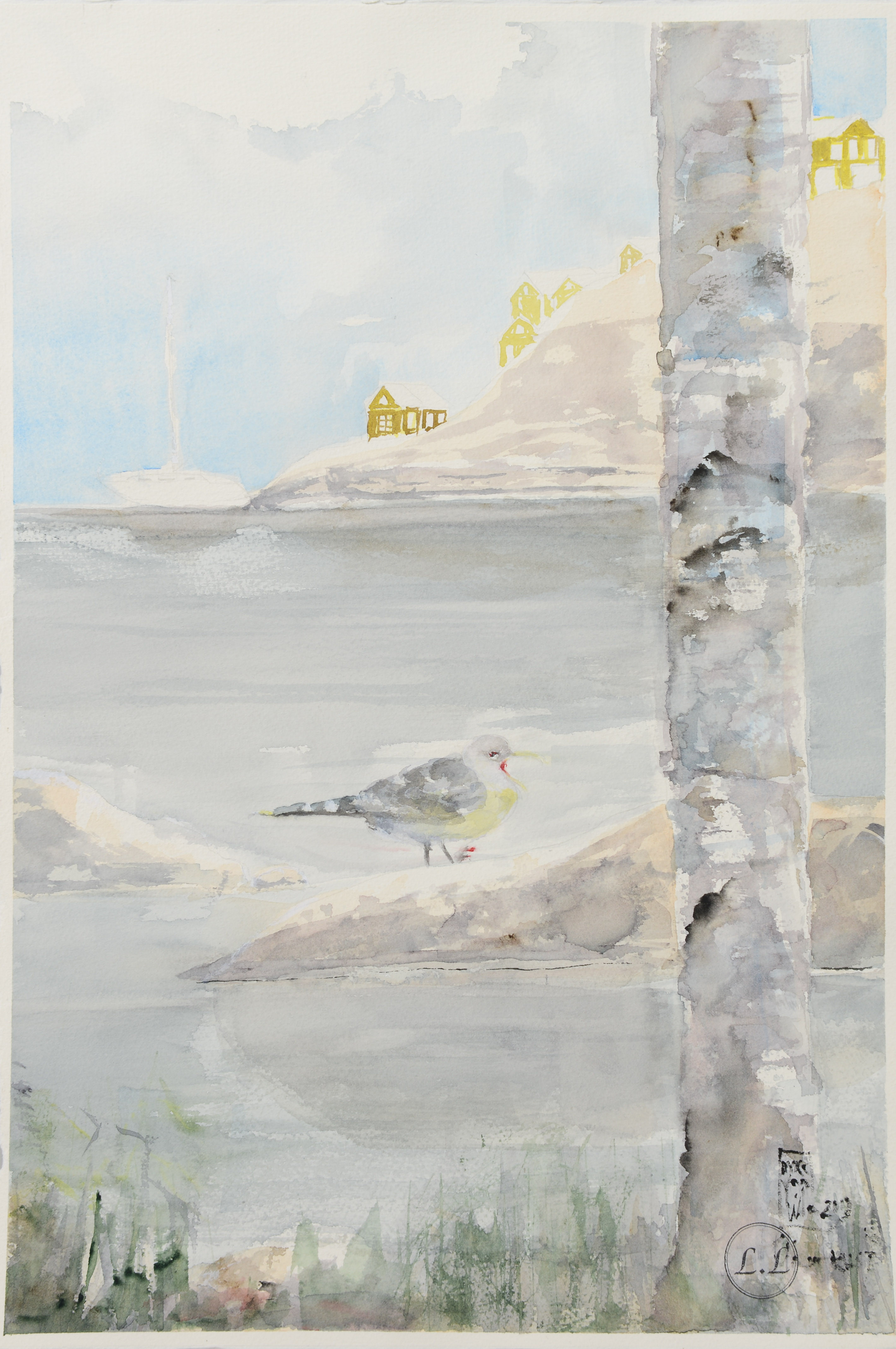 LEILA LAGRÉN. "Marstrand", akvarell på papper, signerad samt daterad 2019.