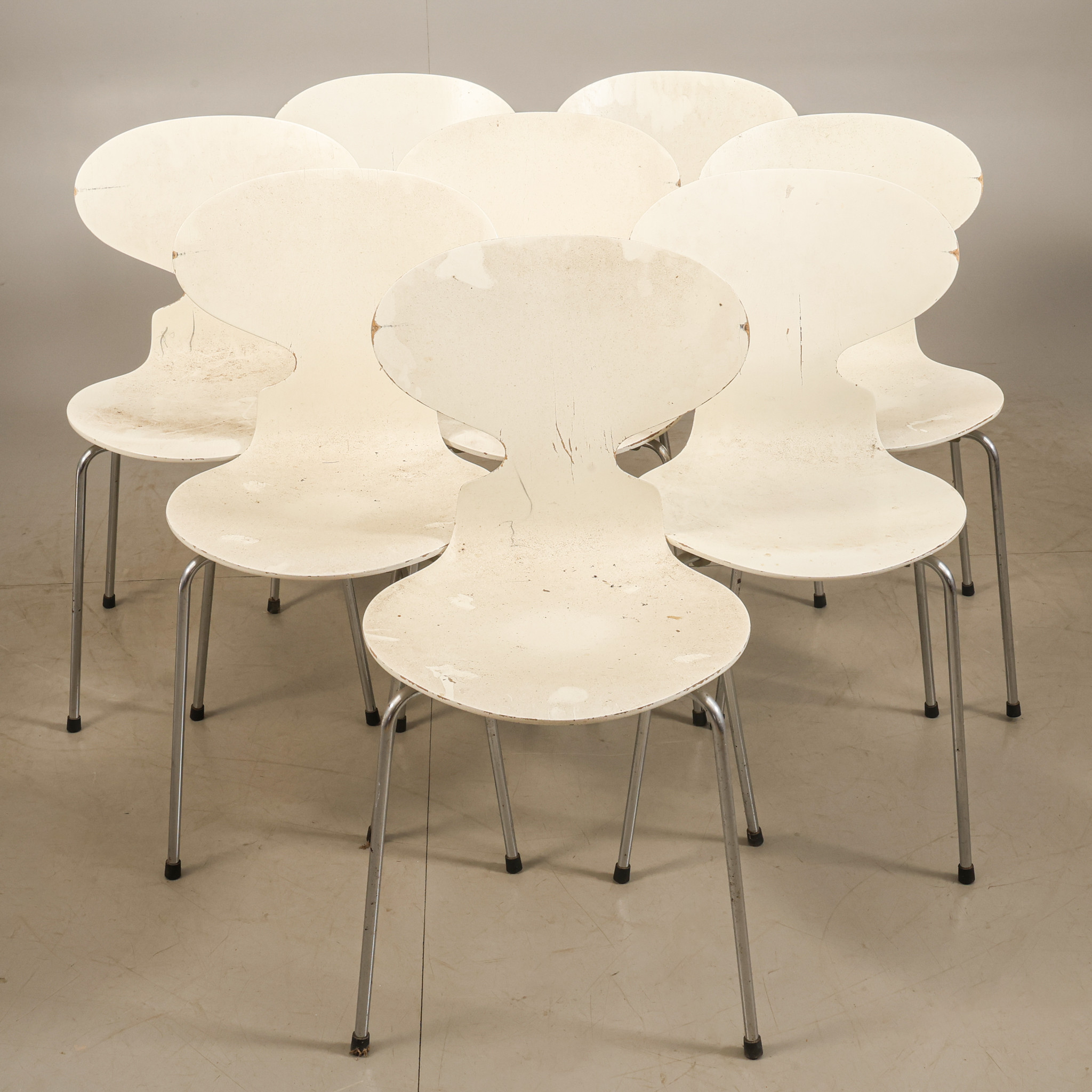 ARNE JACOBSEN. Stolar, 8 st, "Myran" Fritz Hansen, Danmark, 1983.