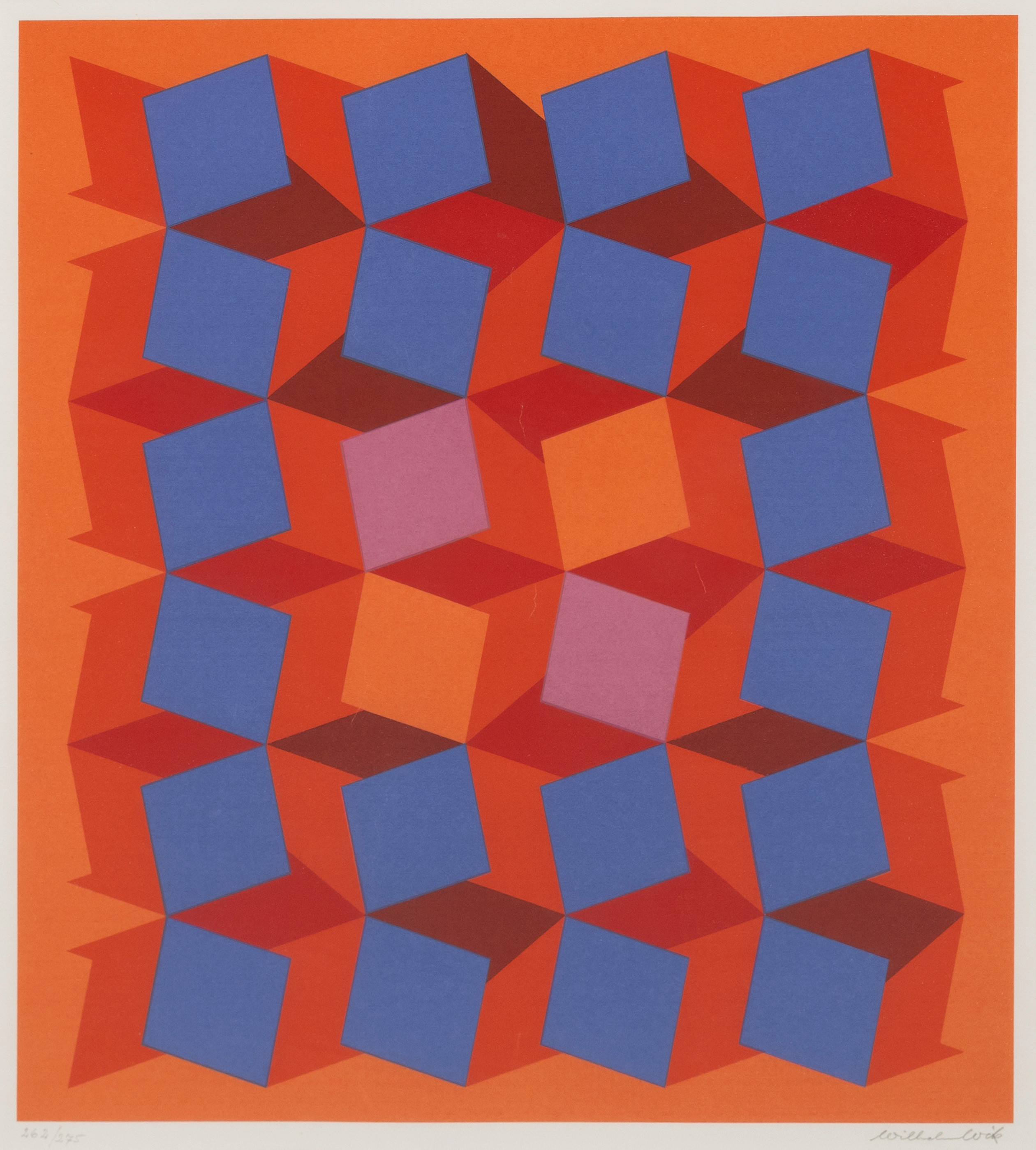 WILHELM WIK. Konkret komposition, färglitografi, signerad, numrerad 262/275.
