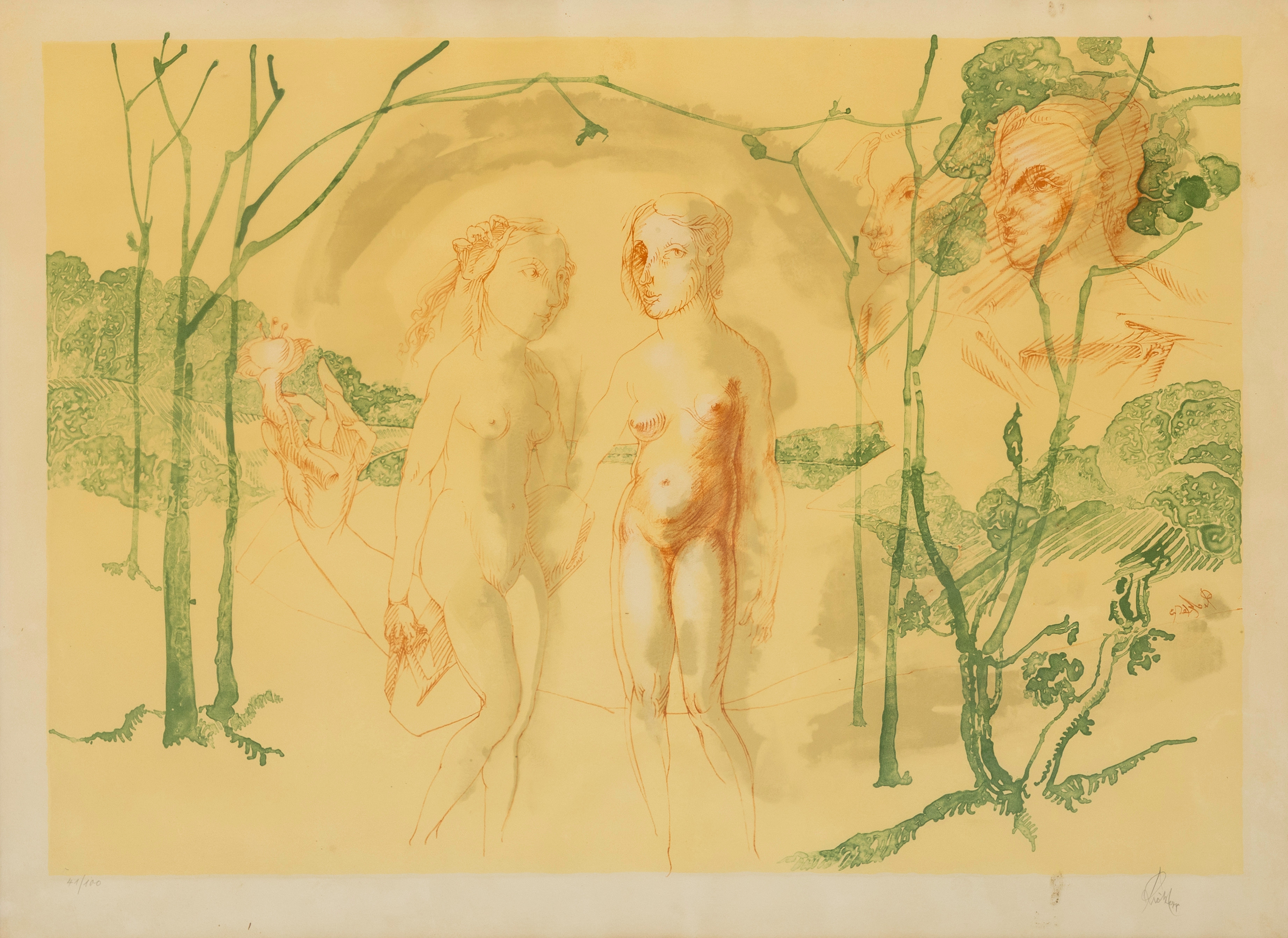 HEINRICH RICHTER (1884-1981). Figurkomposition, litografi,signerad och nummrerad 41/100.