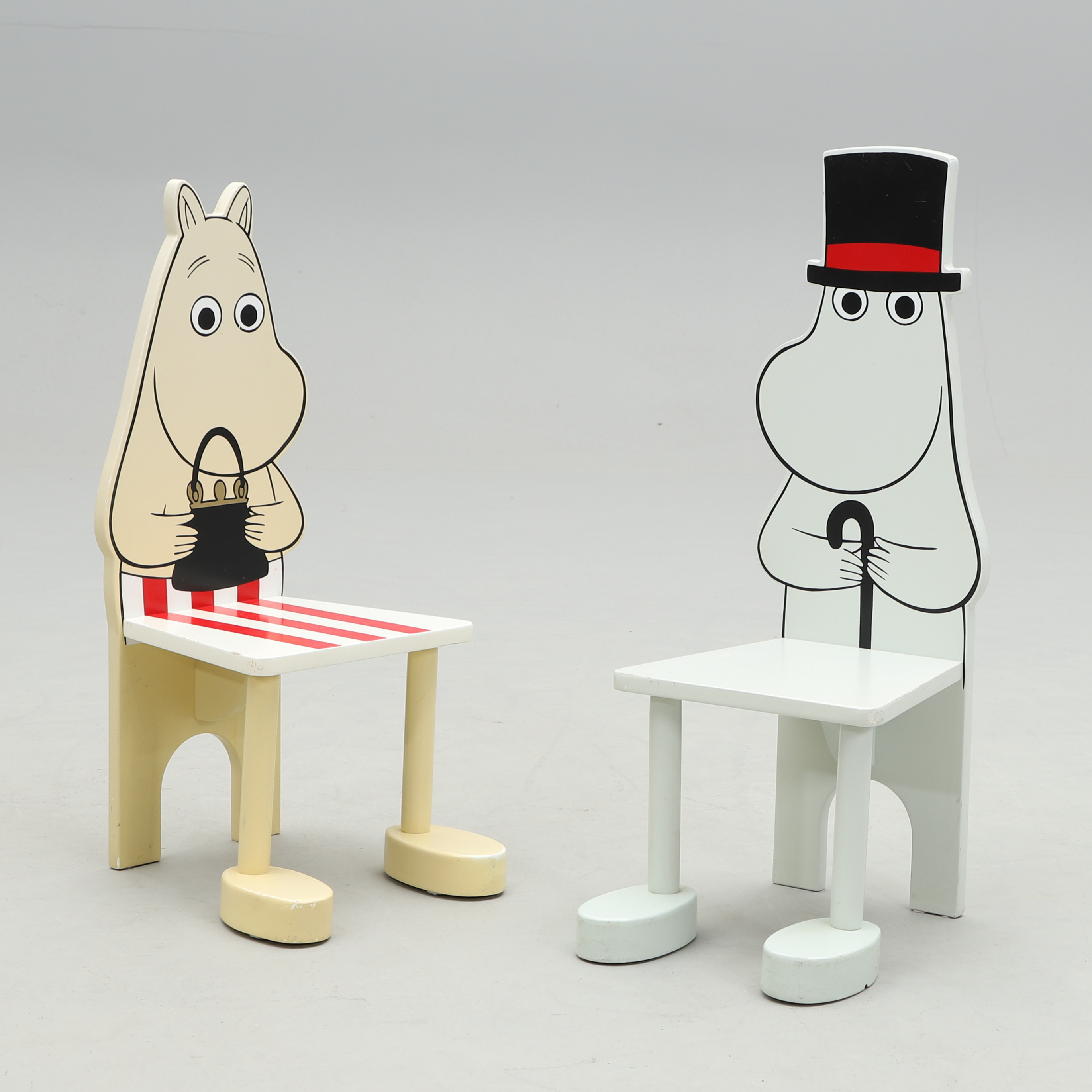 BARNSTOLAR,2 st, Moomin, Little Furniture Europe Ltd, 1900-talets andra hälft.