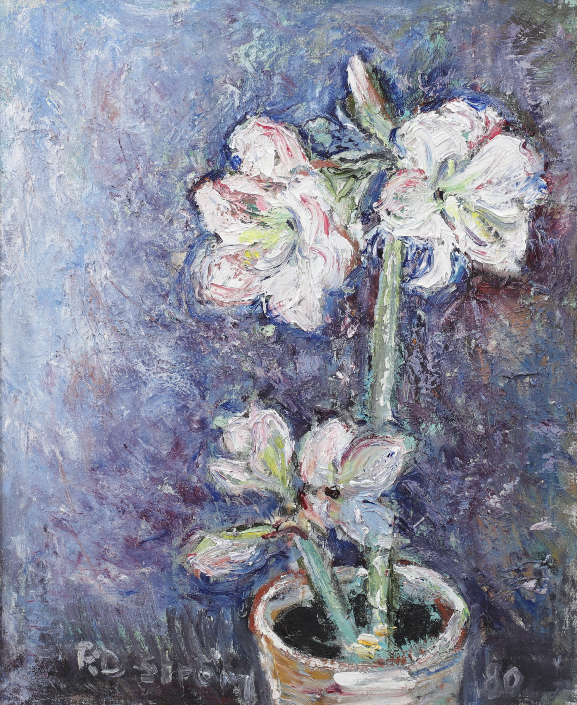 ROSE-MARIE DREIERSTRÖM. Amaryllis, olja på duk, signerad och daterad 80.