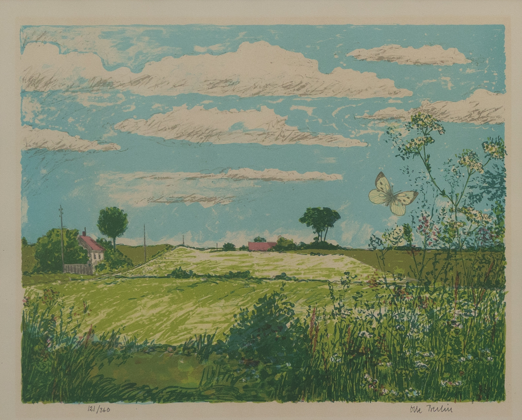 OLLE BERLIN (1959-1921). Sommarlandskap, litografi nr 121/360, signerad.