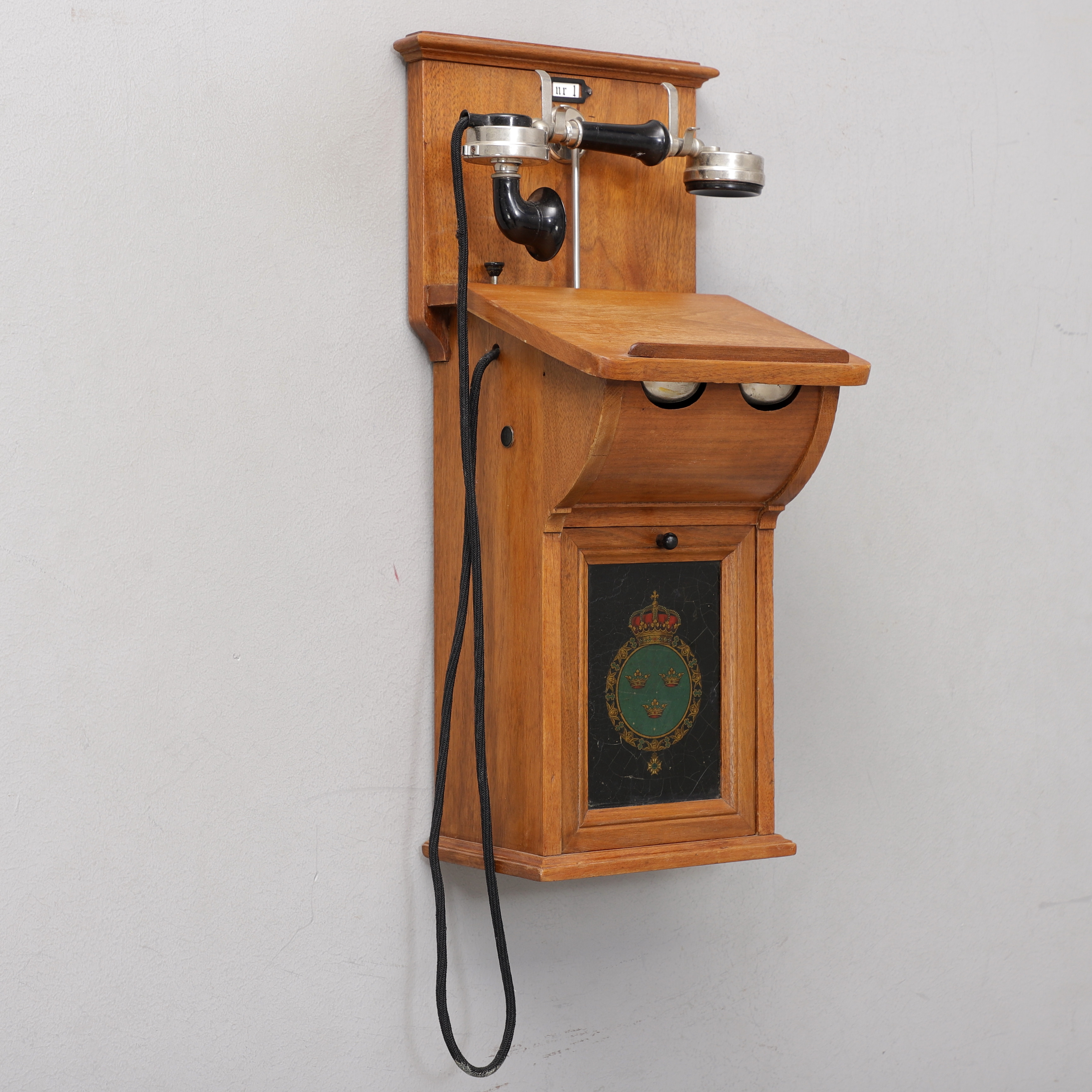 VÄGGTELEFON, Kungliga Telegrafverkets verkstad, Stockholm, 1900-talets början.