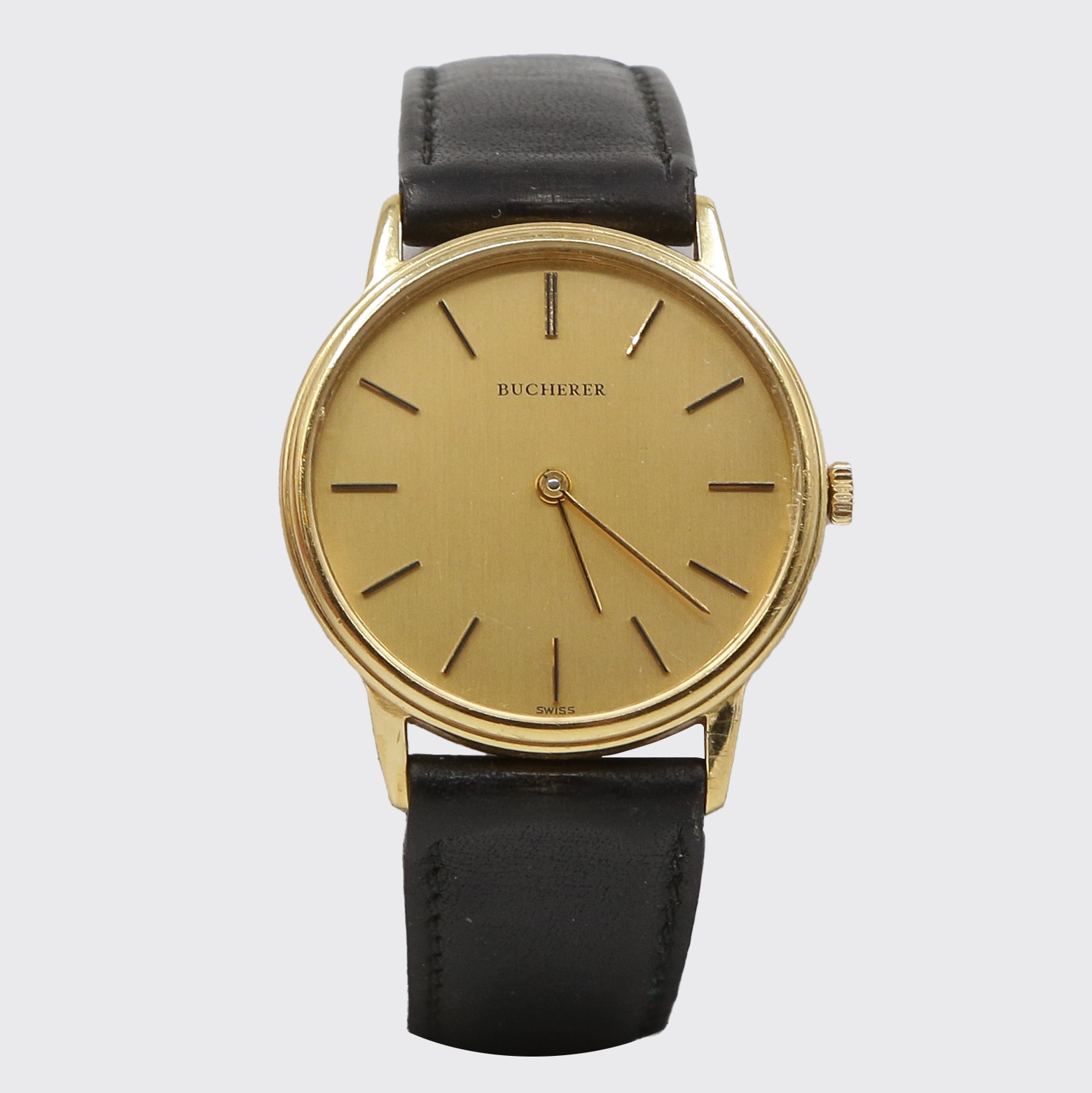 ARMBANDSUR, BUCHERER, 18K GULD, MANUELL, BOETTNUMMER 2396-3, HERRKLOCKA, SWISS, ETUI.