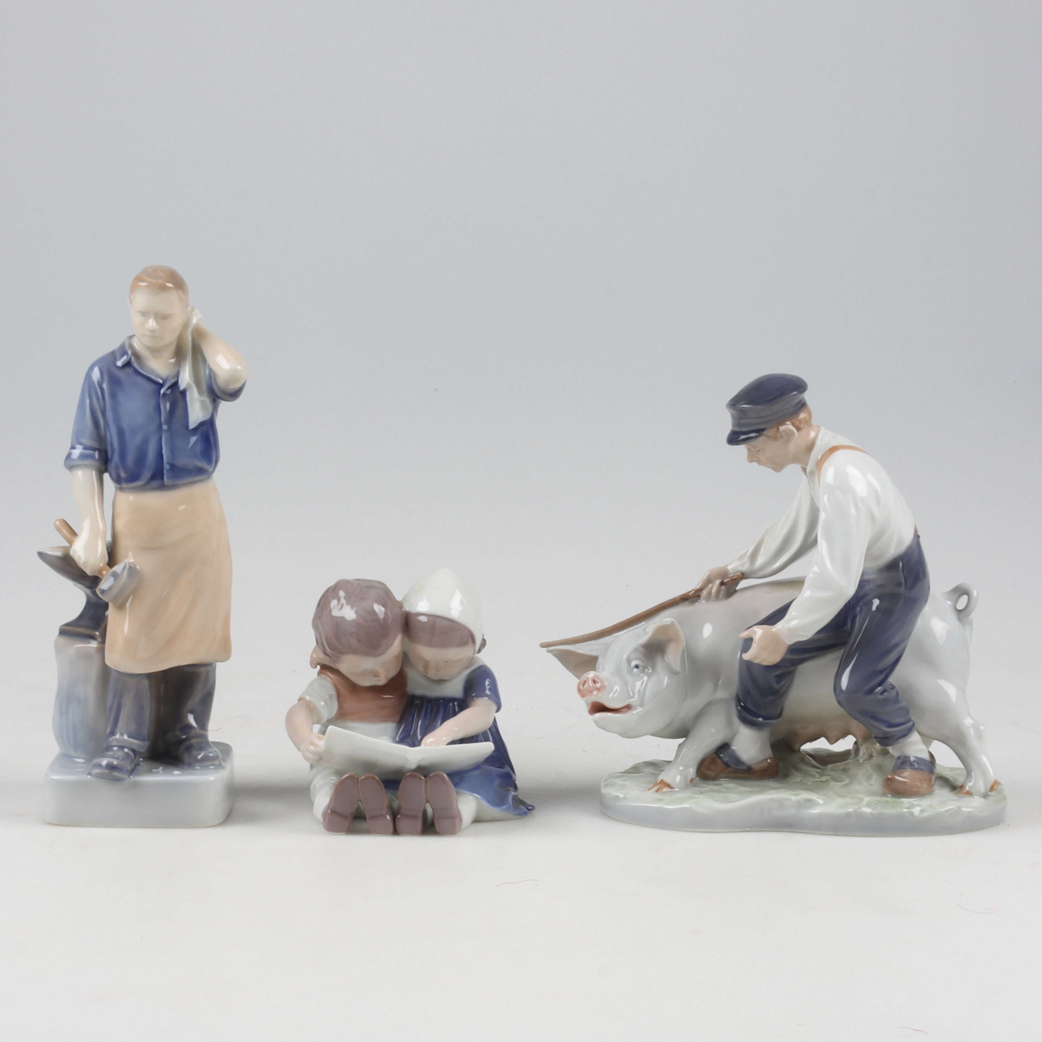 FIGURINER, 3 st, porslin, Royal Copenhagen och Bing & Gröndahl, Danmark.