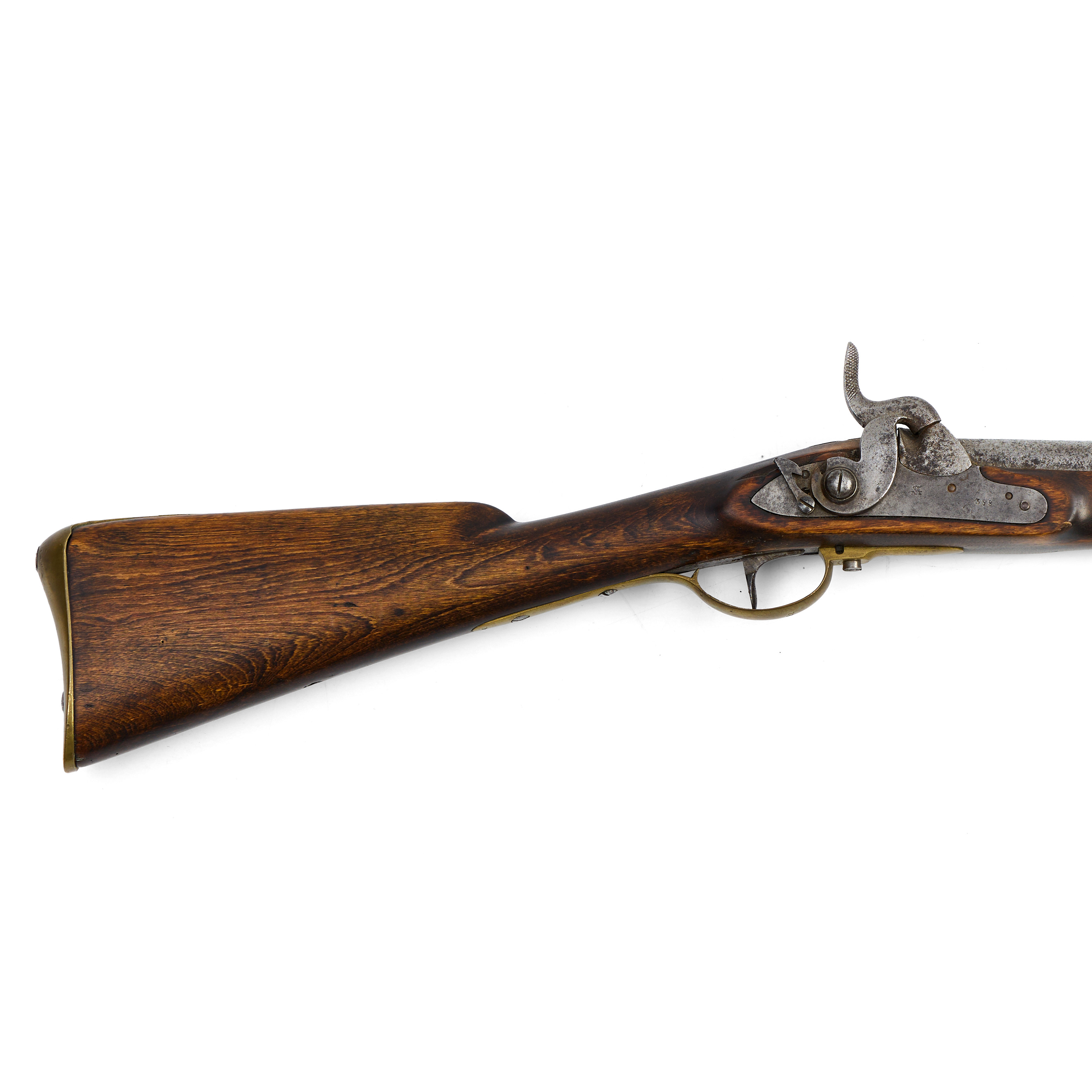 SLAGLÅSMUSKÖT, svenskt, m/1815-45 för flottan, låsblecket märkt NT under krona för Norrtälje Gevärsfaktori.