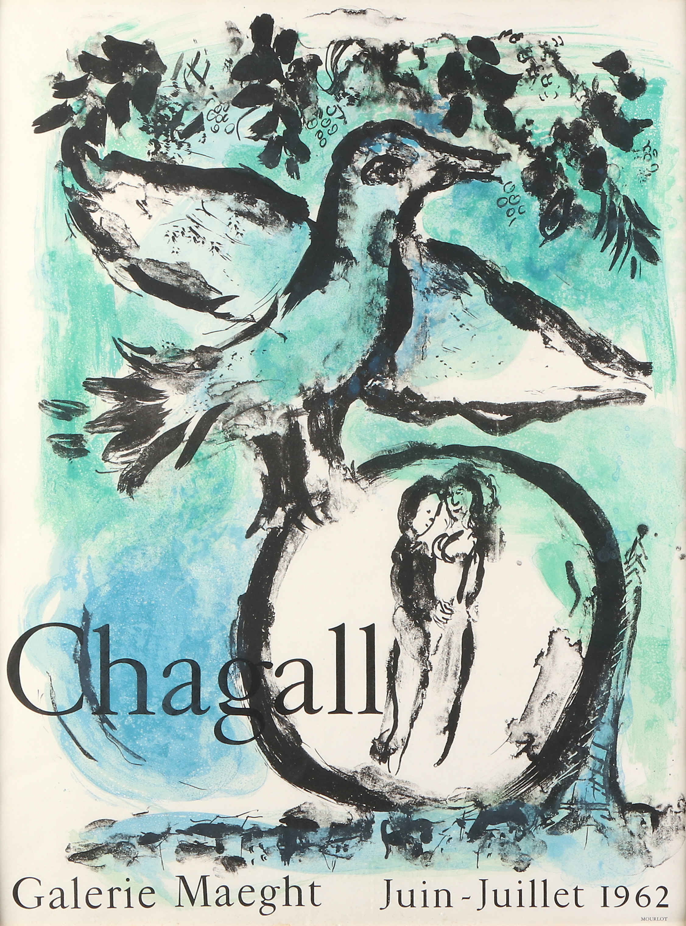MARC CHAGALL. Litograferad utställningsaffisch. Galerie Maeght 1962.