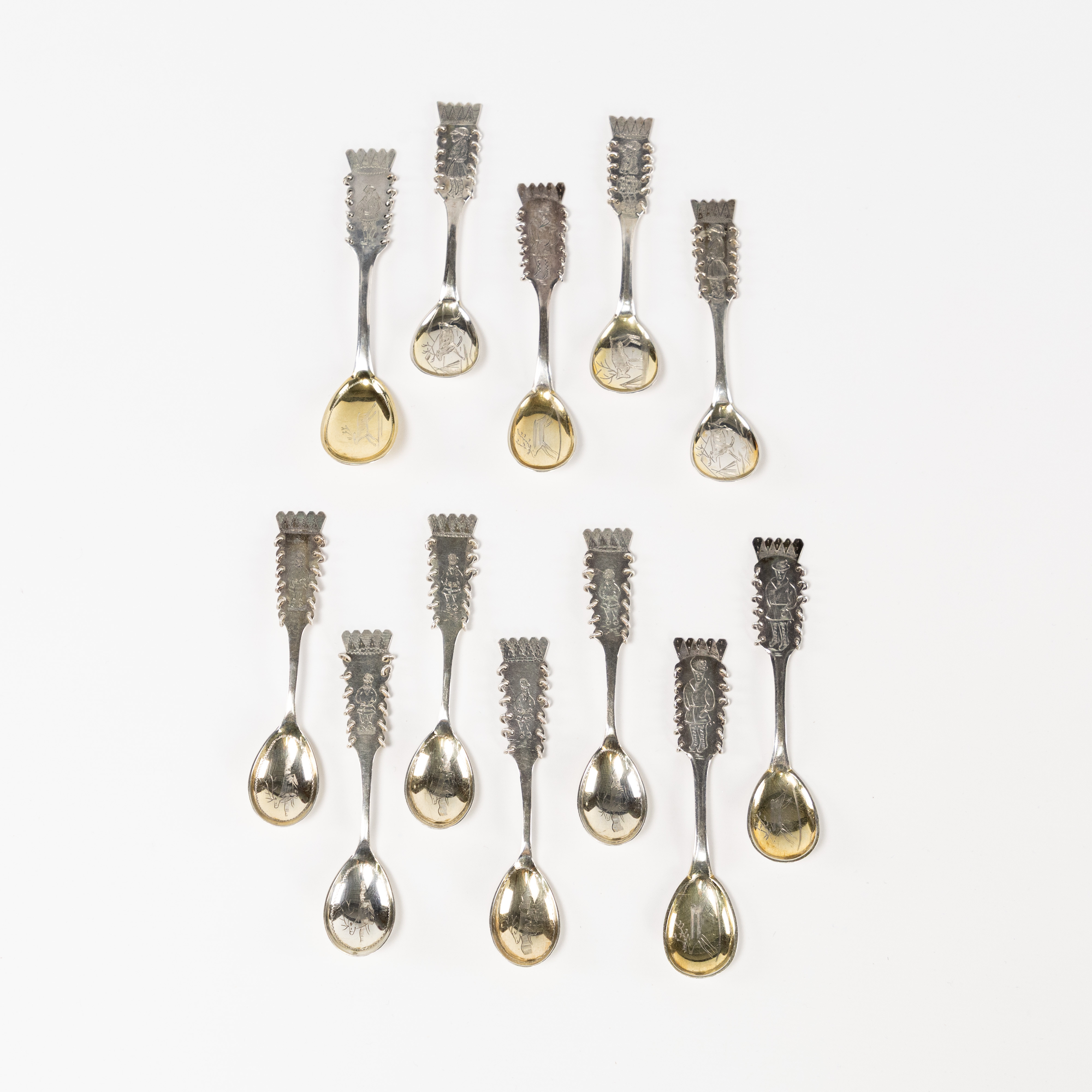 Teskedar, 12 st, lappsilver.