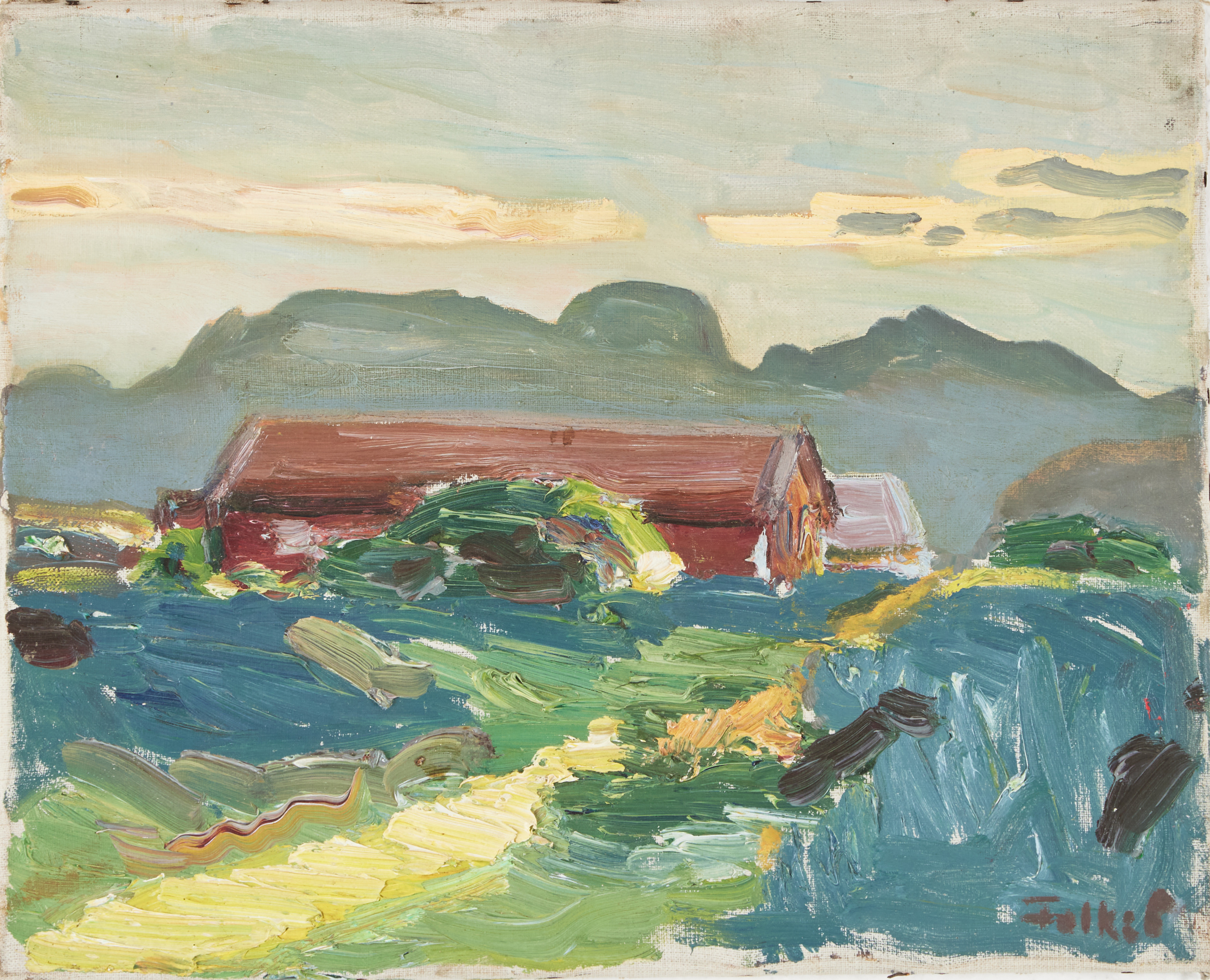 FOLKE PERSSON. "Styrsö", olja på duk, signerad a tergo.