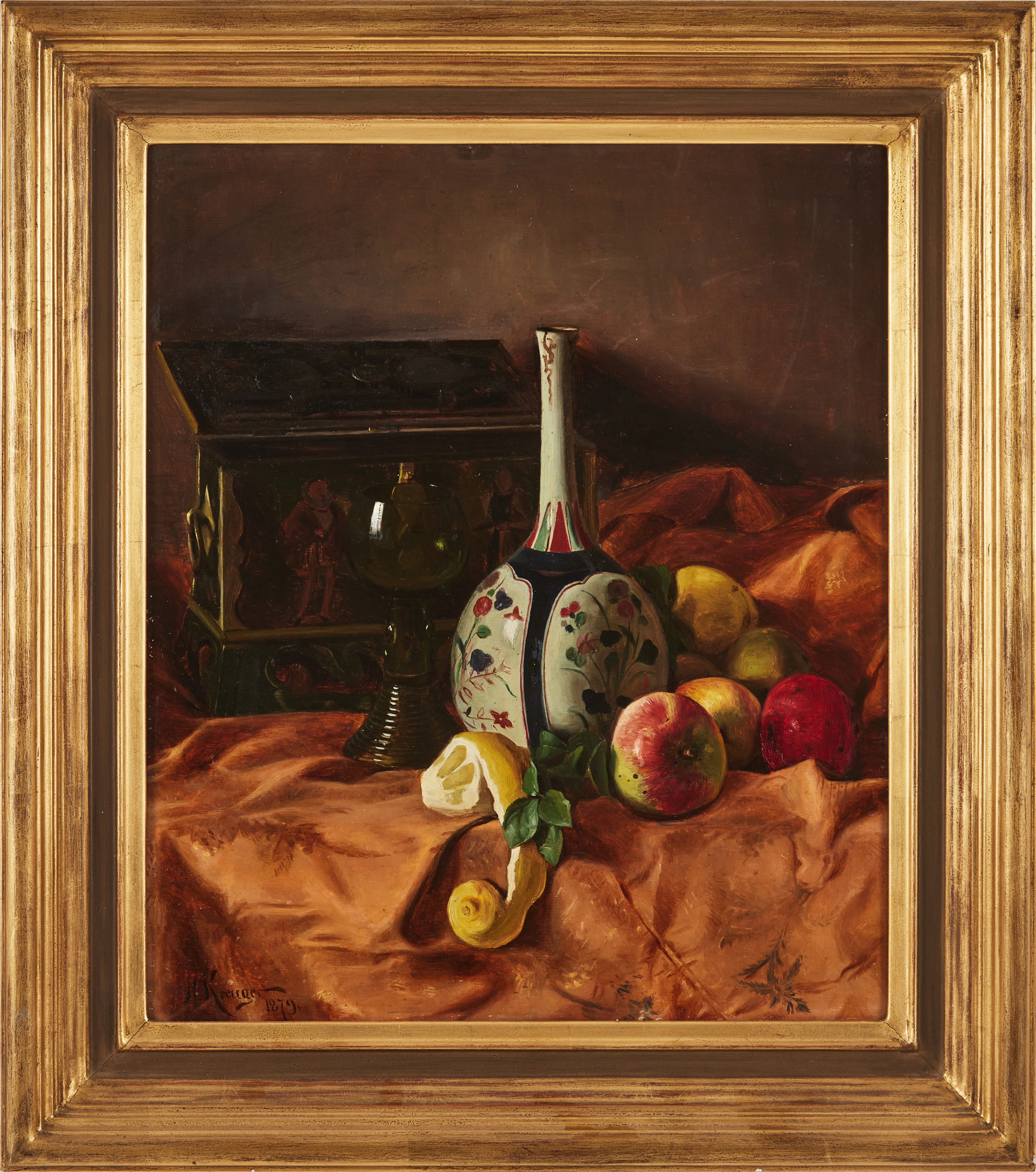 NILS  KREUGER. Stilleben, olja på duk, signerad och daterad 1879.