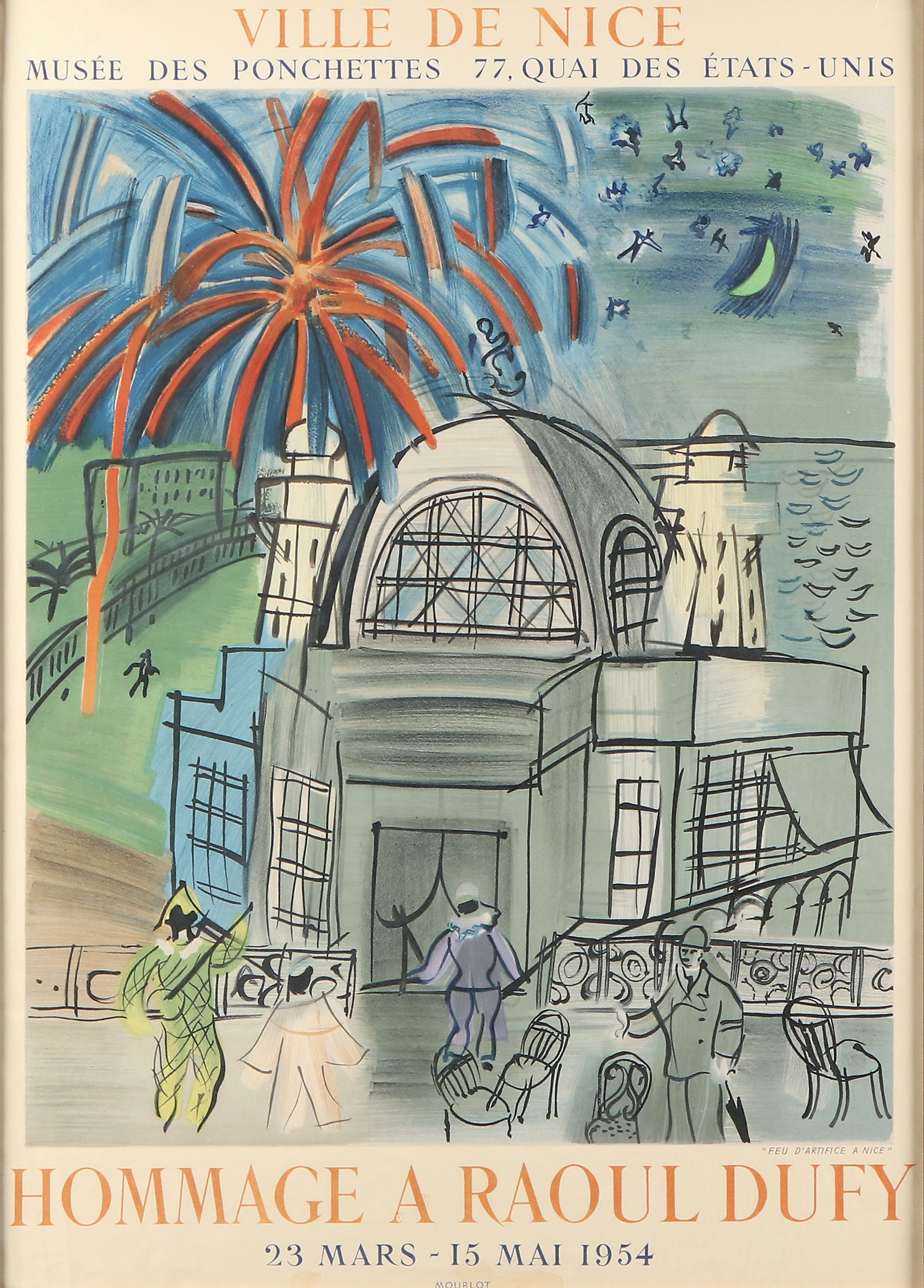 RAOUL DUFY. Litograferad utställningsaffisch. Hommage a Raoul Dufy, Ville de Nice, 1954.
