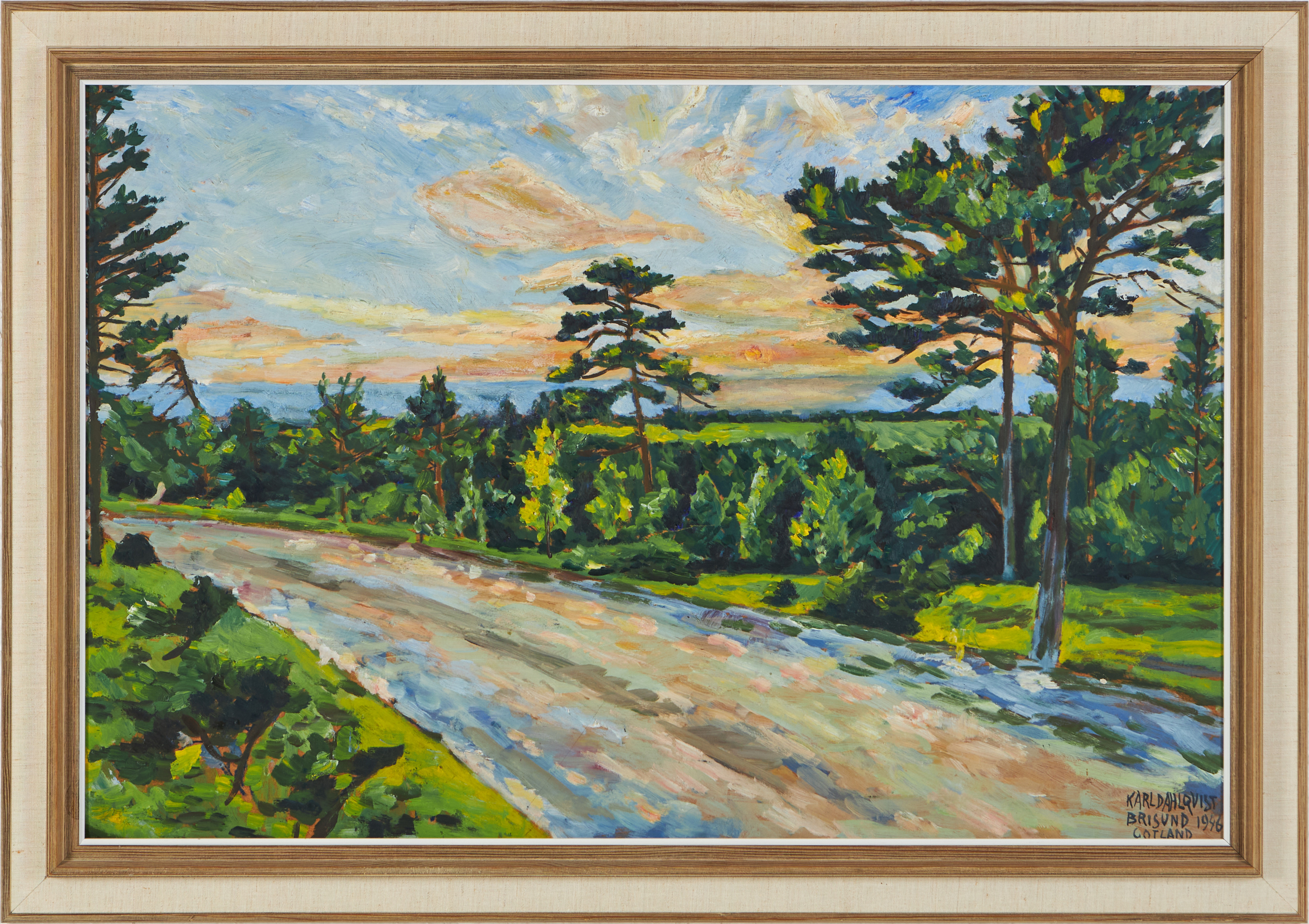 KARL DAHLQVIST. "Brisund, Gotland", olja på pannå, signerad, 1946.
