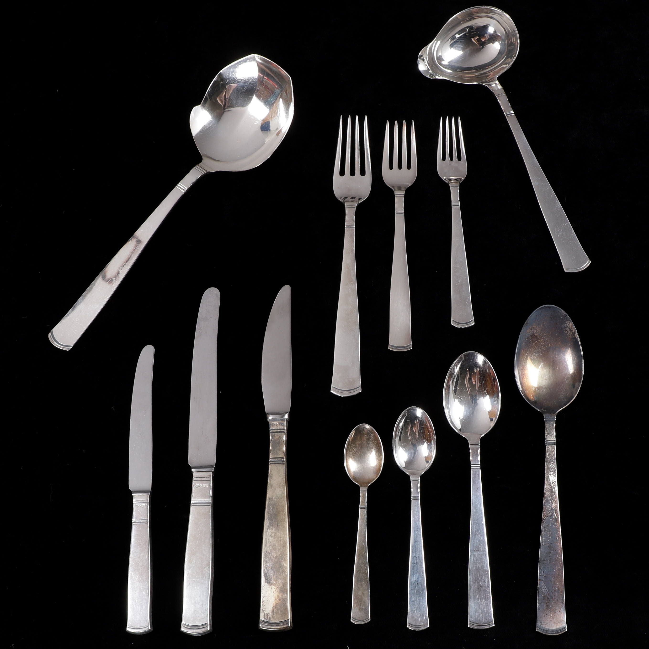 ROSENHOLM, bestickservis, 105 delar, silver, GAB, Stockholm, totalvikt 4162 gram.