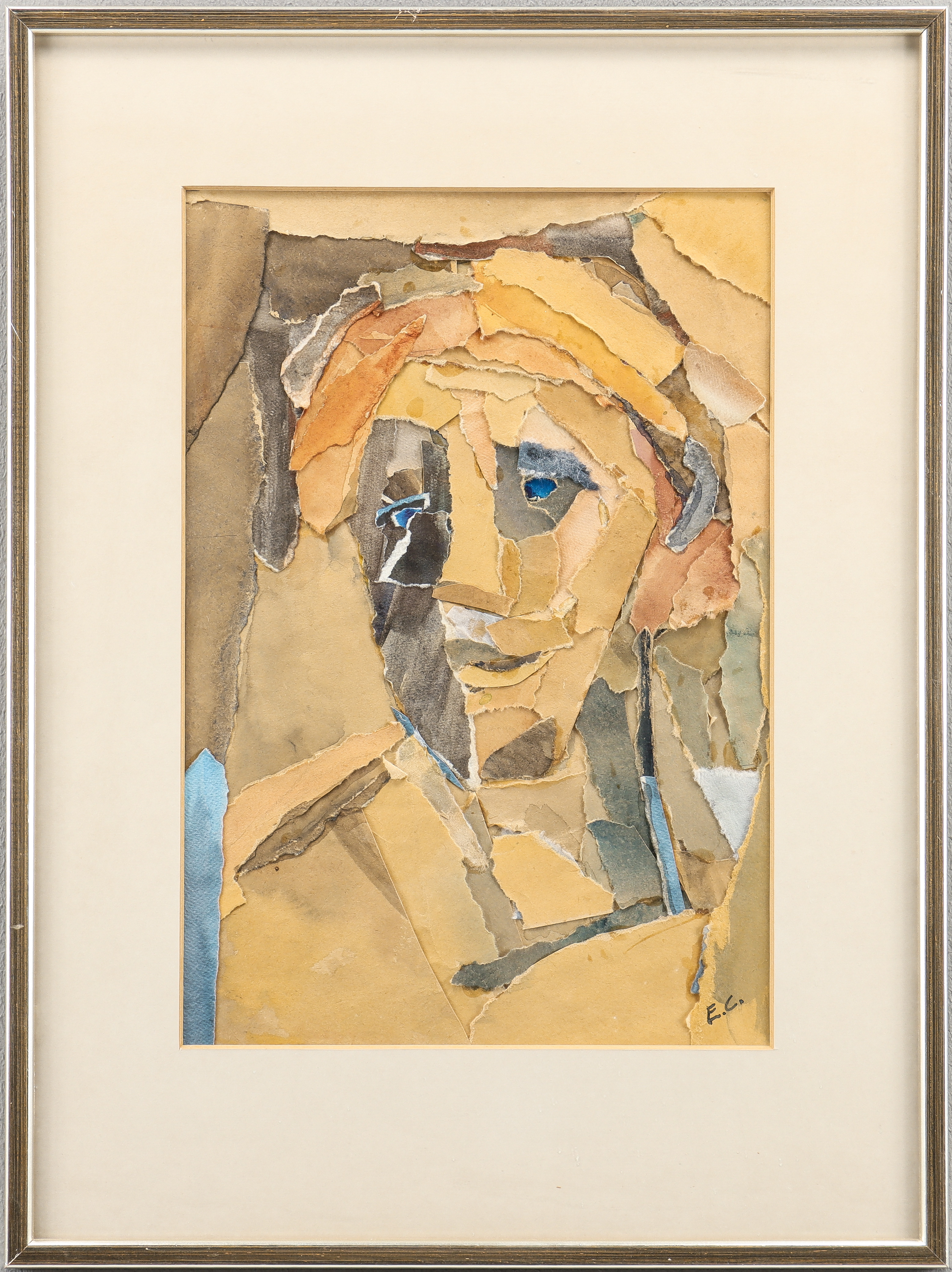 EVA CARLSTEIN. Akvarell / collage, signerad EC.