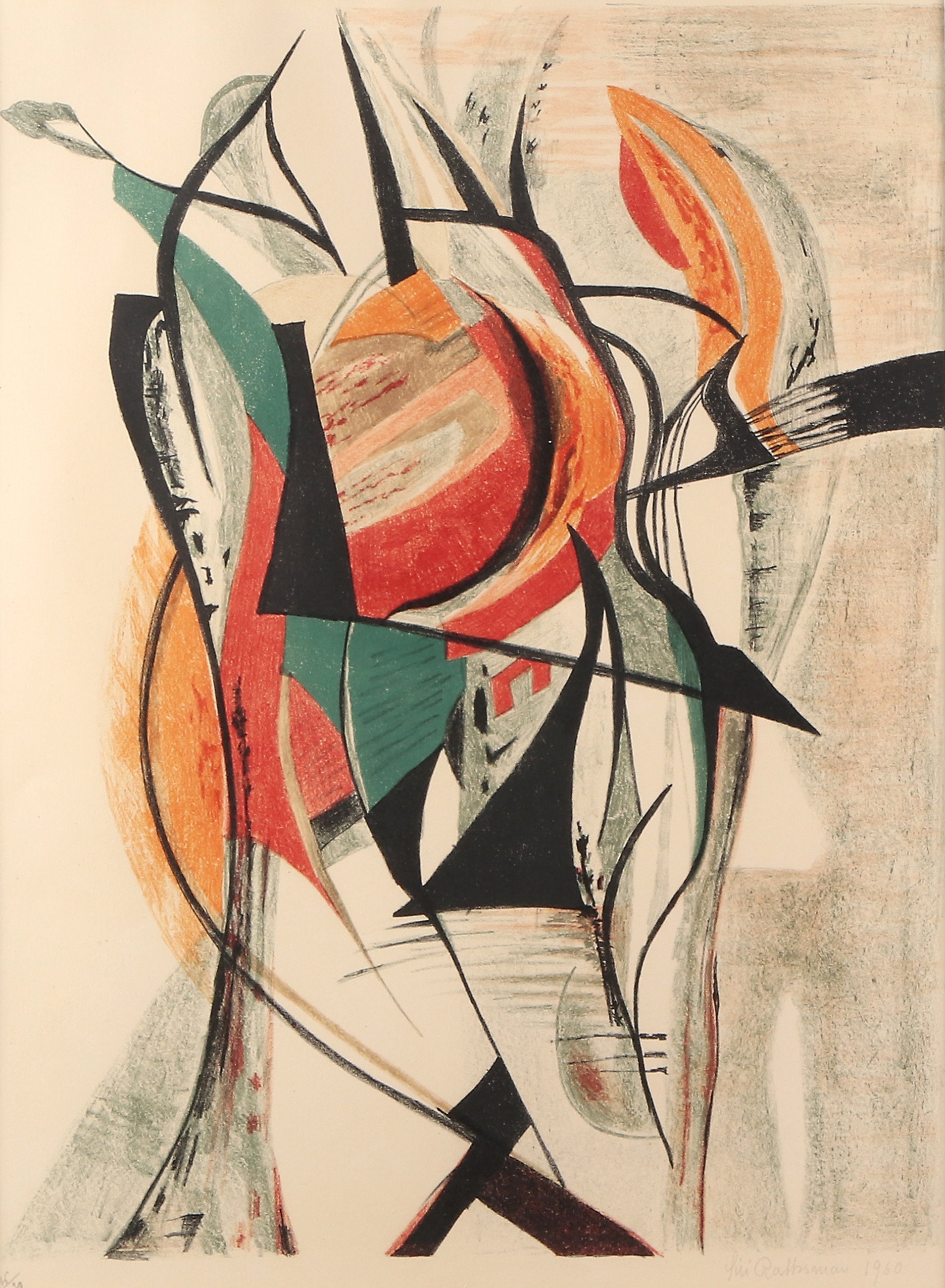 SIRI RATHSMAN. Litografi, 16/30. Komposition. Signerad och daterad 1960.