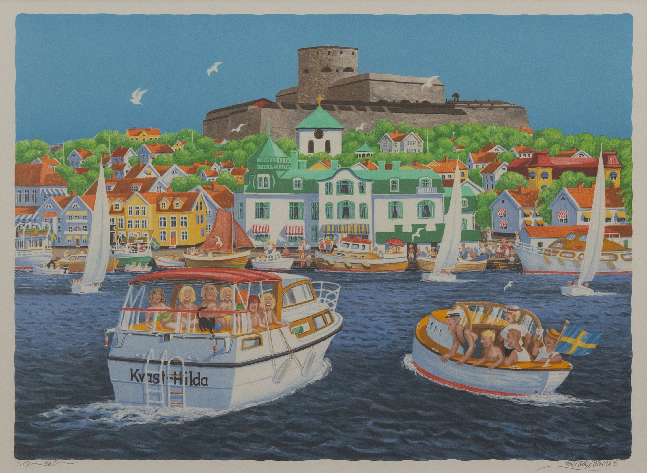 BERT-HÅGE HÄVERÖ. Marstrand, litografi nr 318/360, signerad.