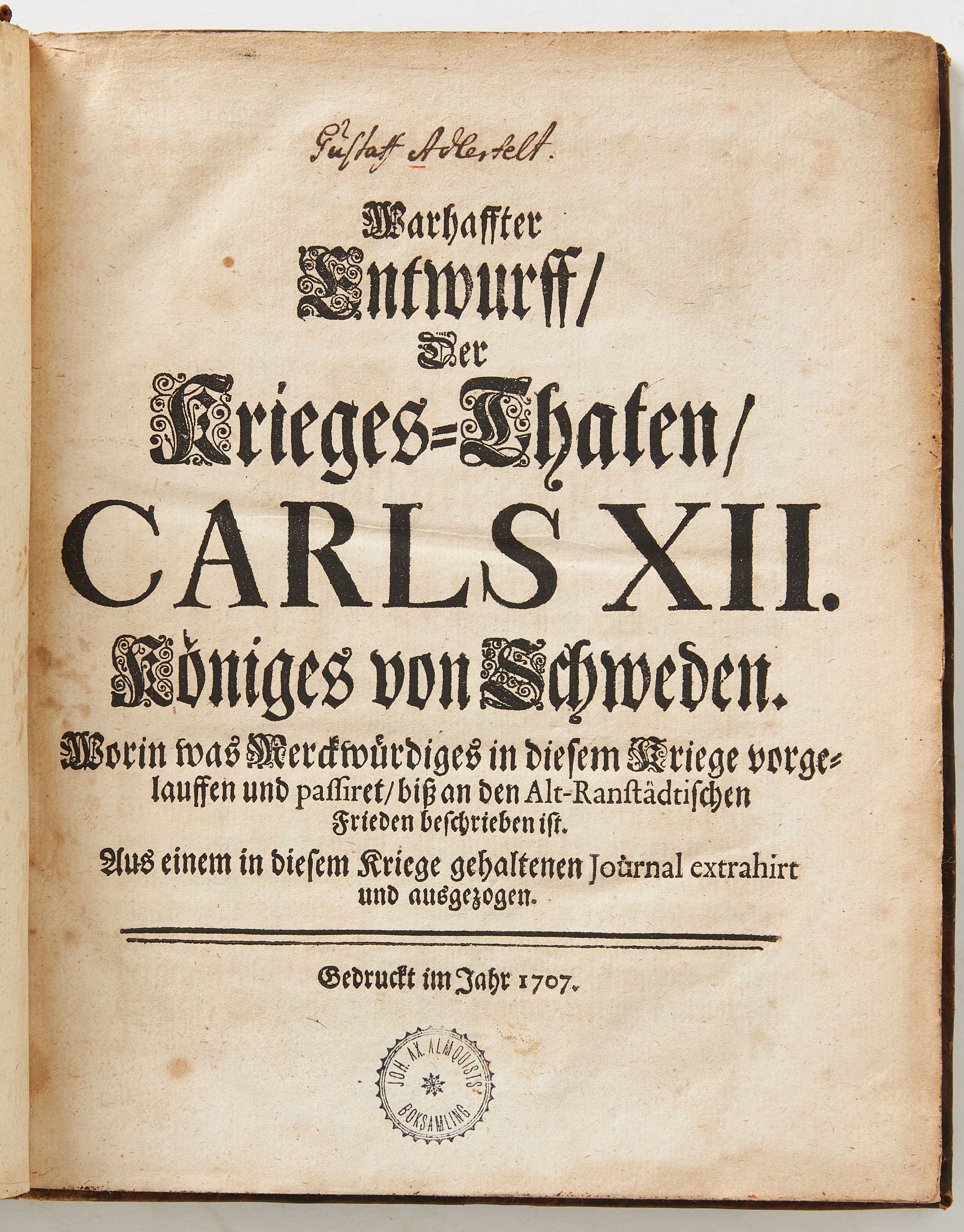 ADLERFELT'S DIARY FROM CHARLES XII:S WAR 1700-1706.