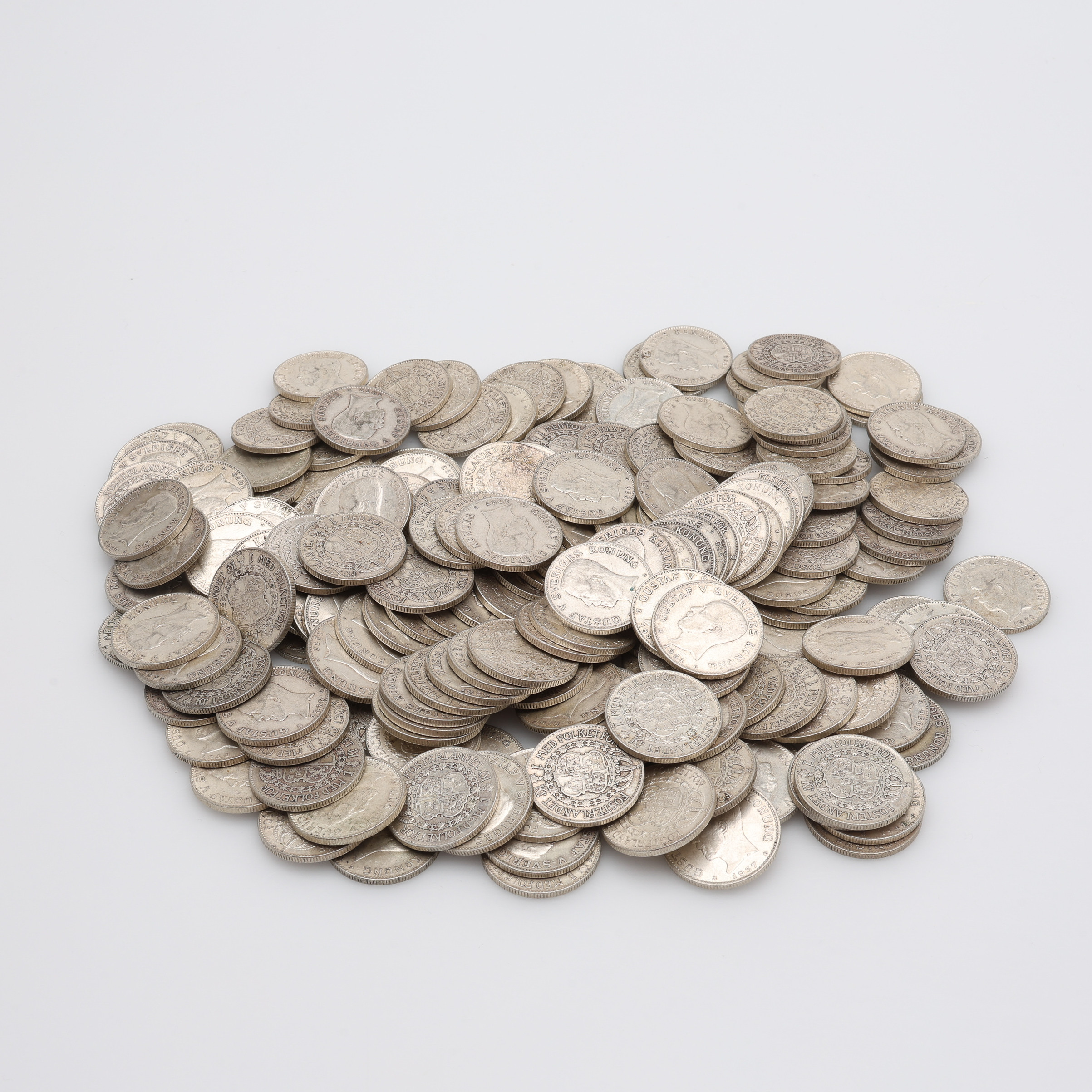 MYNT, 1-KRONOR, 80% SILVERHALT, TOTAL VIKT CA 1398 GRAM.
