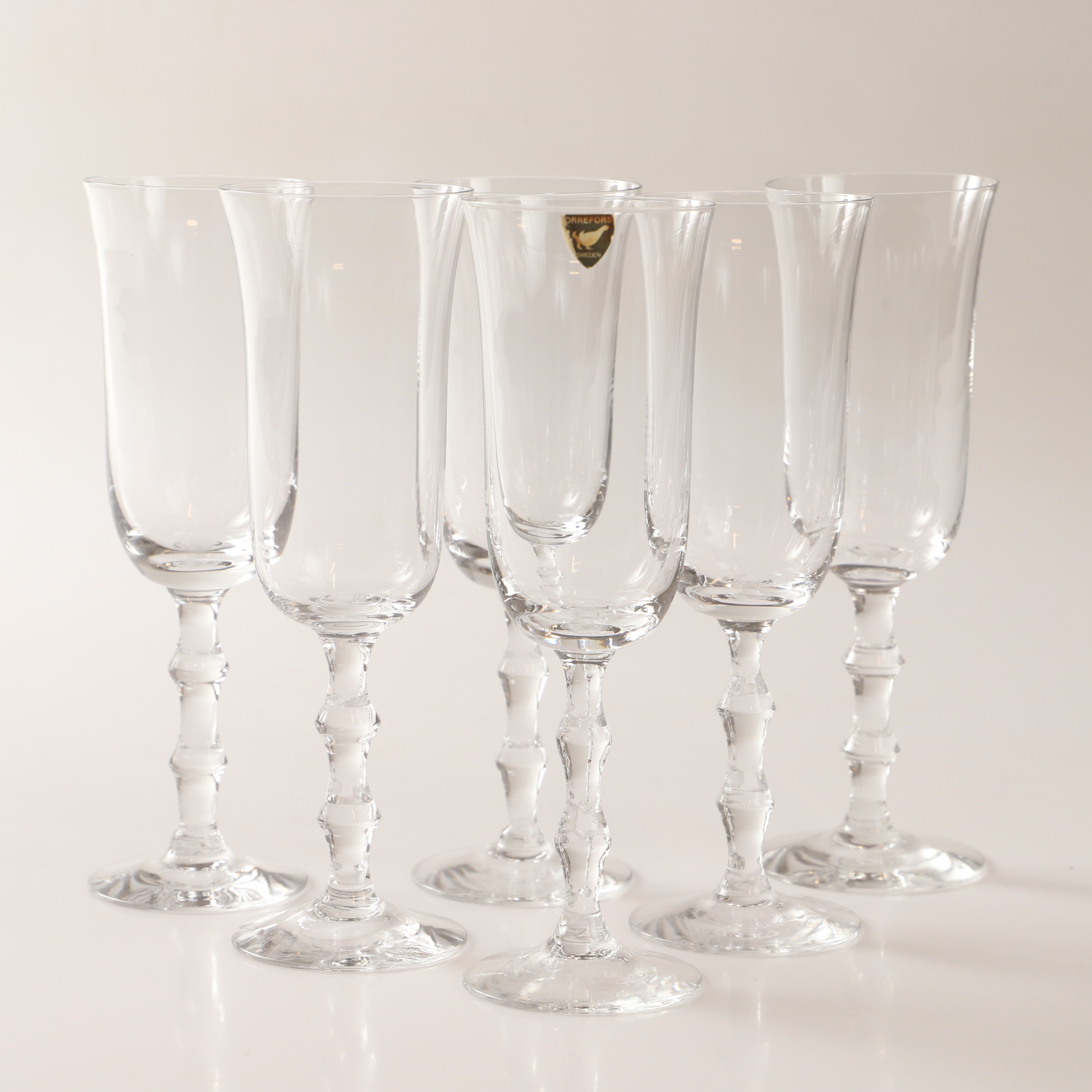 SIMON GATE. Champagneglas, 6 stycken, "Salut", Orrefors.