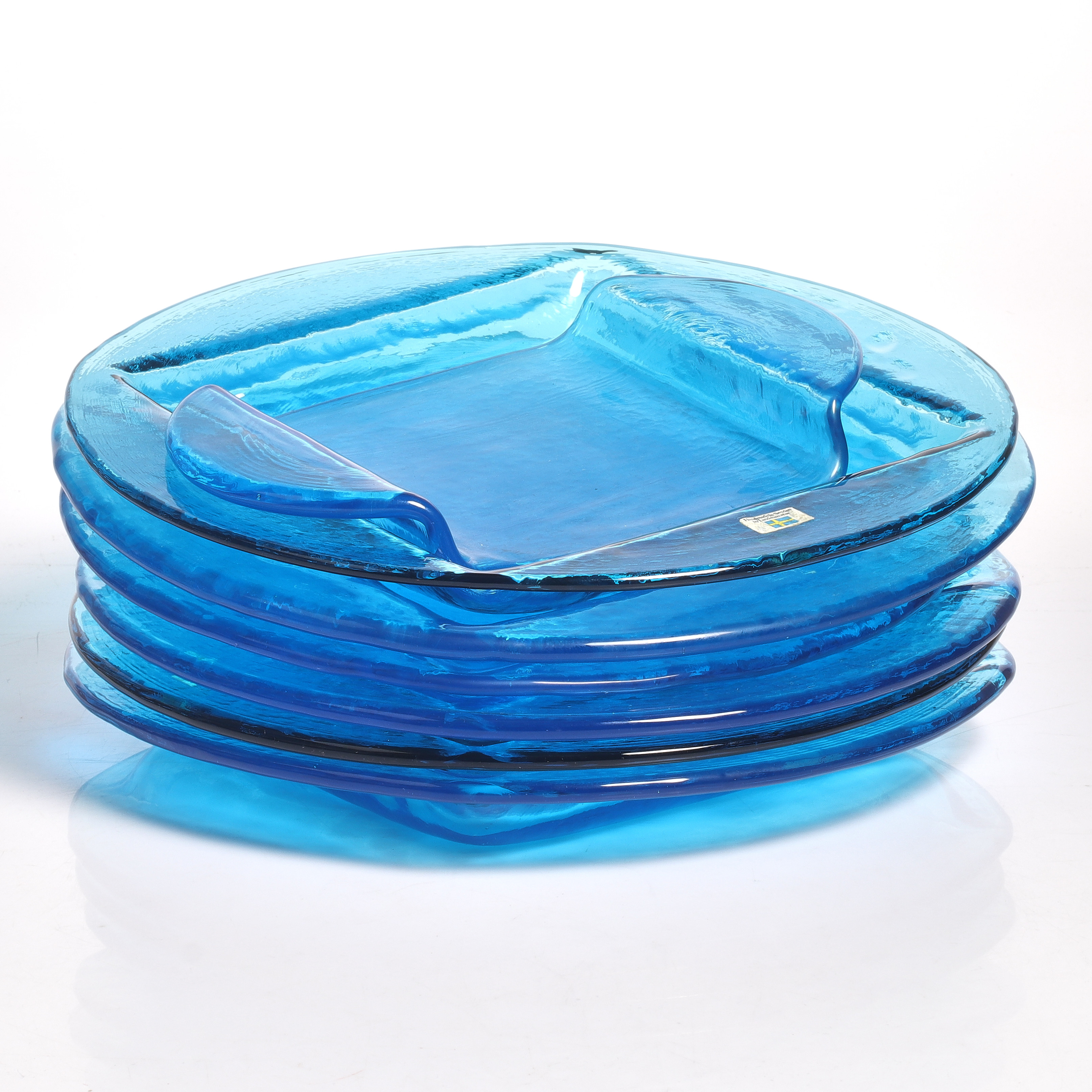 GÖSTA SIGVARD. Servisdelar, 7 delar, "Gästa med Gösta", glas, Lindshammar.