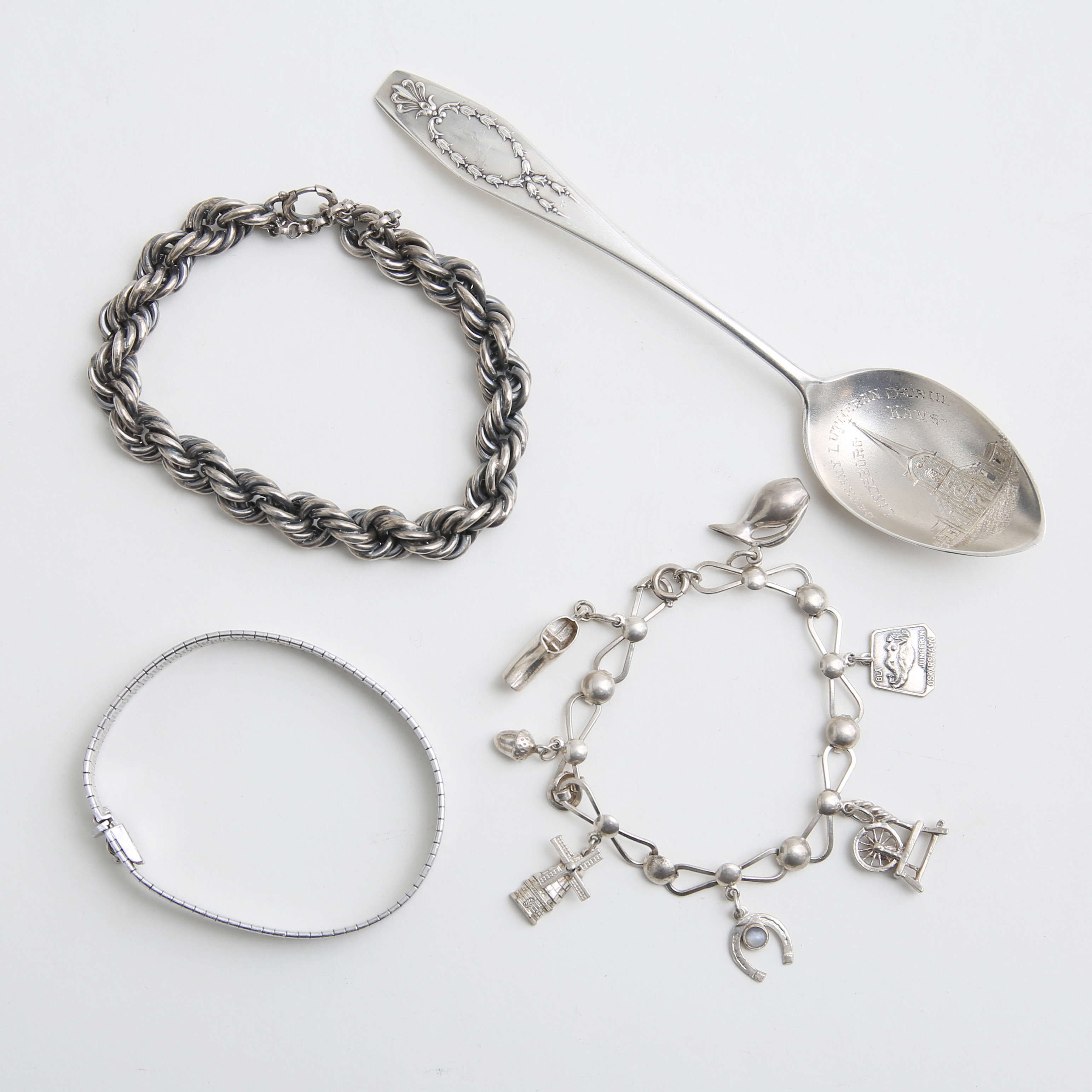 SILVER, 3 st armband samt sked.