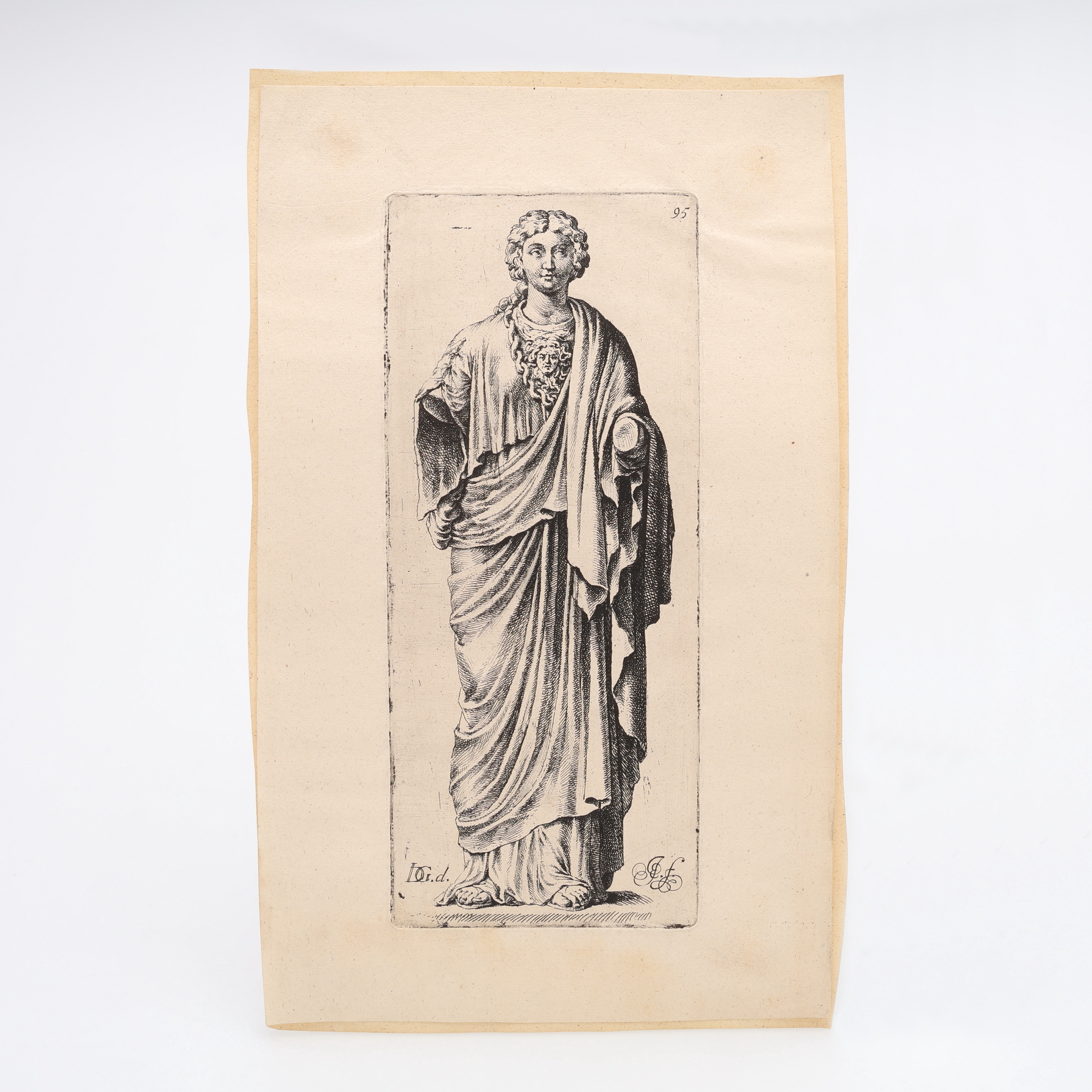 JACOB DE GHEYN III 1596-1641. EFTER. ETSNING, JAN DE BISSCHOP (1628-1671) EFTER JACOB DE GHEYN III (1596-1641), ATHENA MED GORGONEION, UR "SIGNORUM VETERUM ICONES" 1672-89, PL. NR 95.
