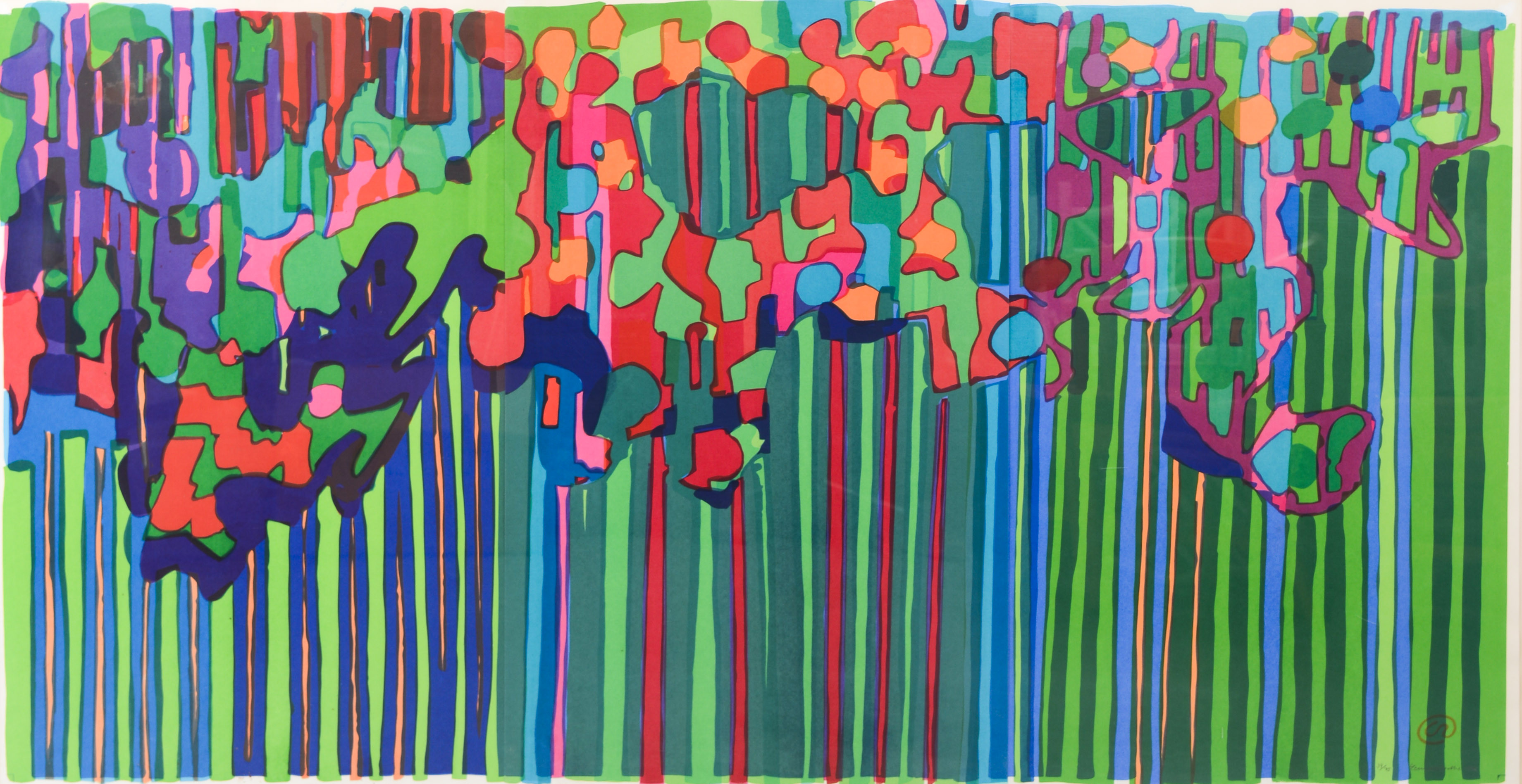 LENNART RODHE. "Blomsterridå", färgseriegrafi i tre delar, signerad, numrerad samt daterad 1972.