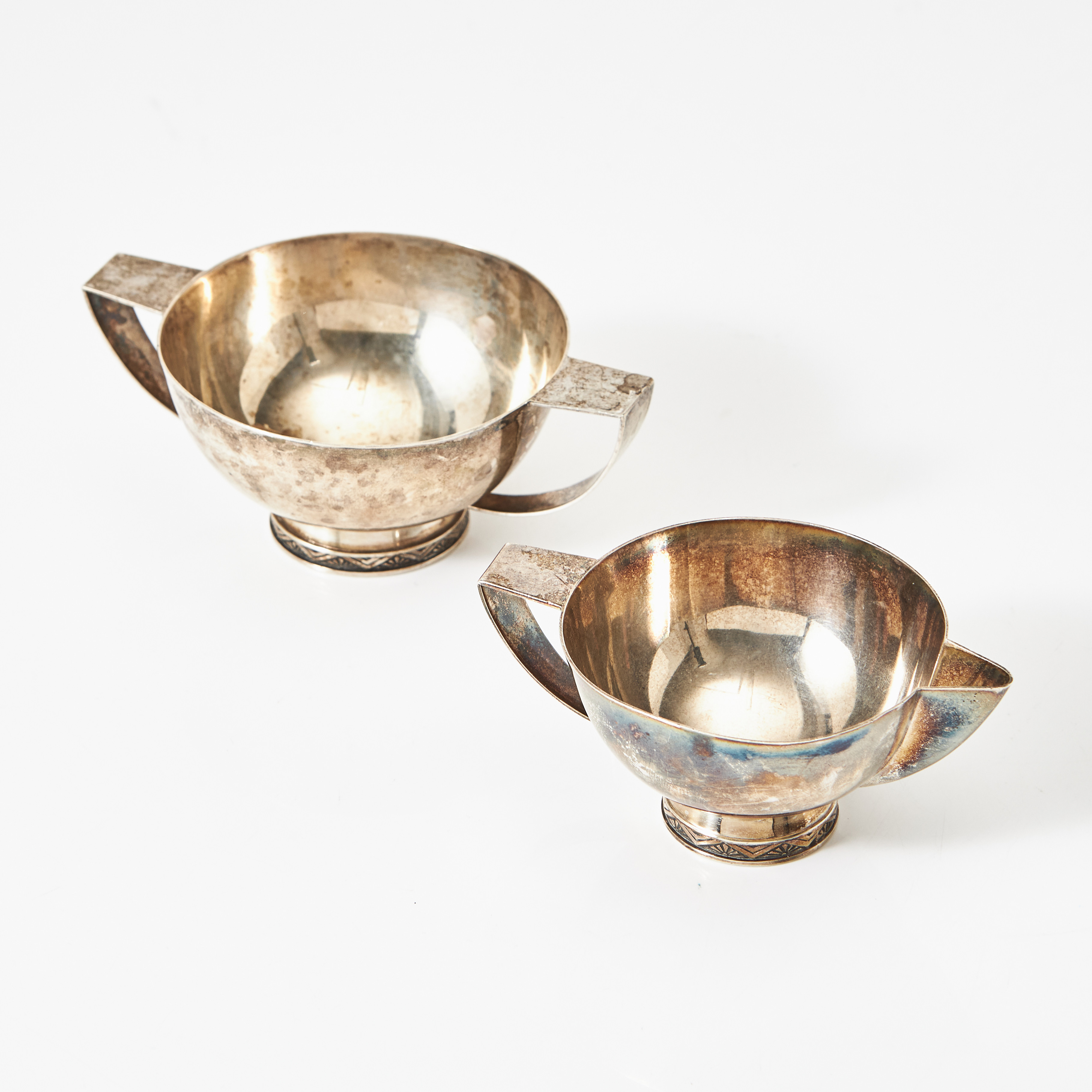 SOCKERSKÅL och GRÄDDKANNA, silver, Flavia 1949.