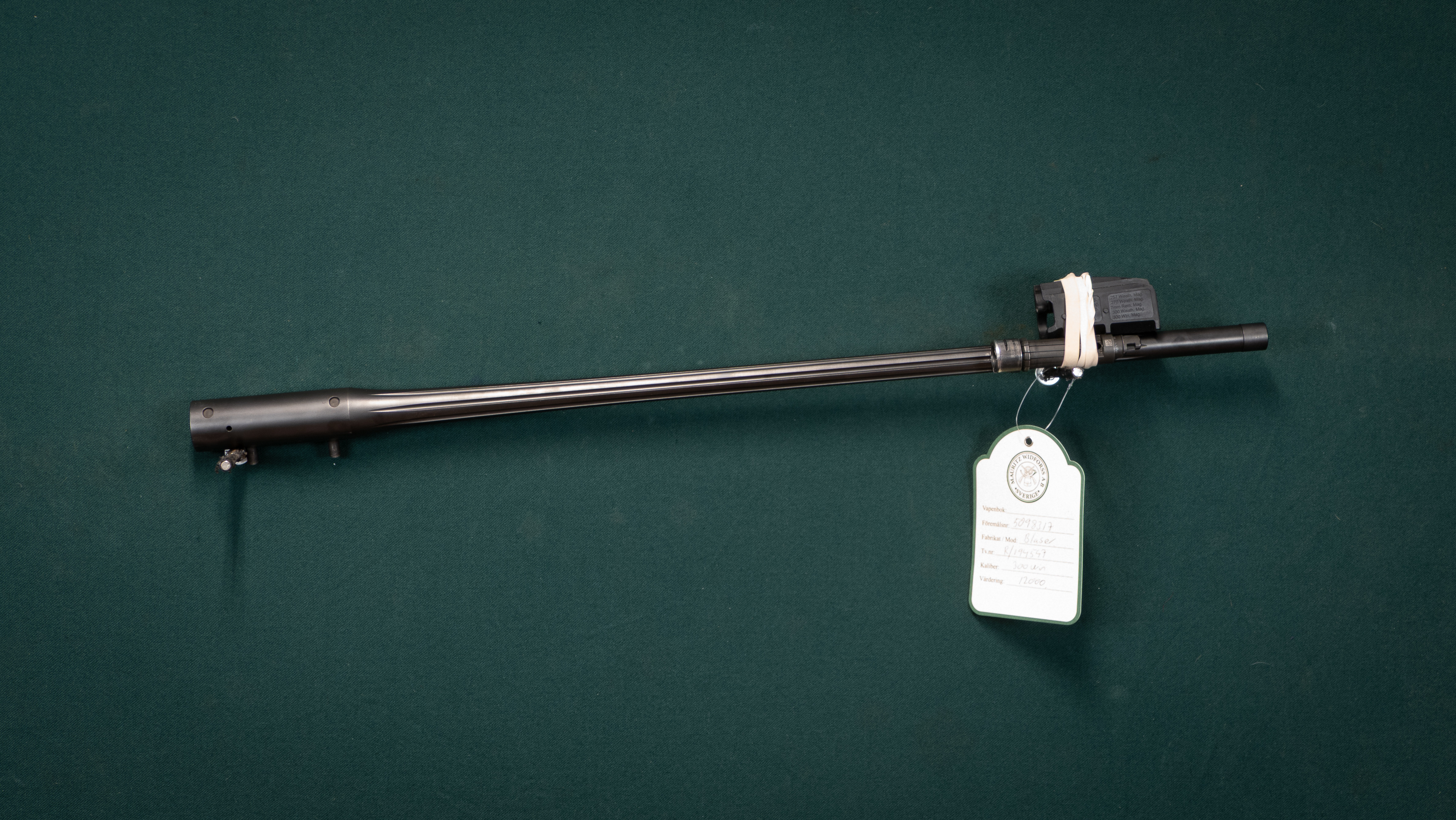 Blaser Pipa Kaliber 300win Tillv.nr. R/194547 SE3119837 Slutsyckshuvud tillv.nr. RB148836 SE 3104071.