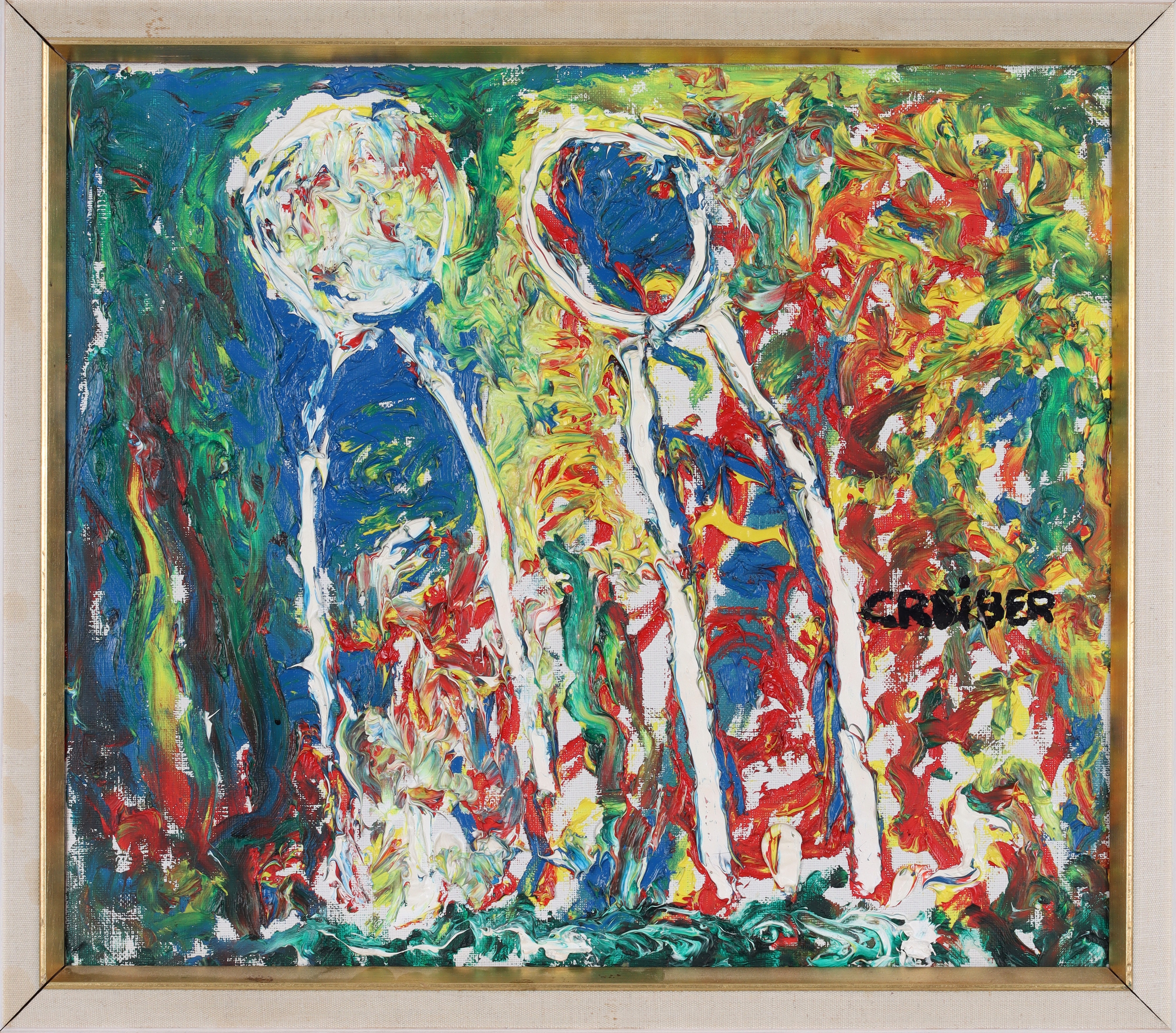 GUNNAR GREIBER. Figurkomposition, olja på duk, signerad.