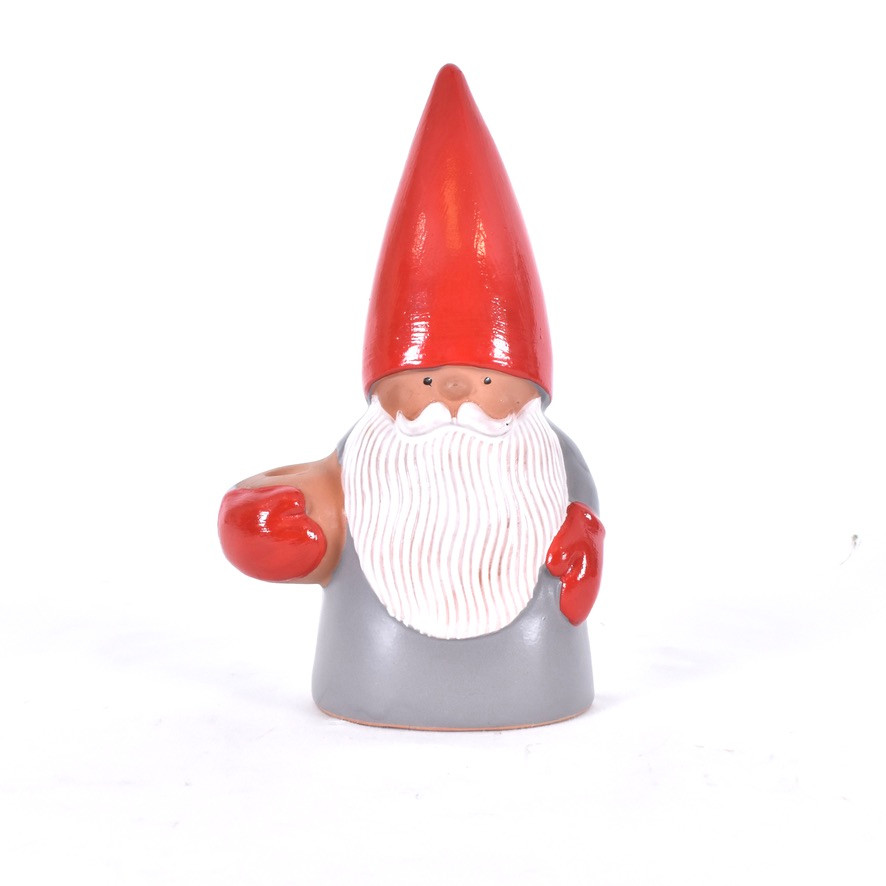 LISA LARSON. figurin/ljusstake, glaserat lergods, Tomte.