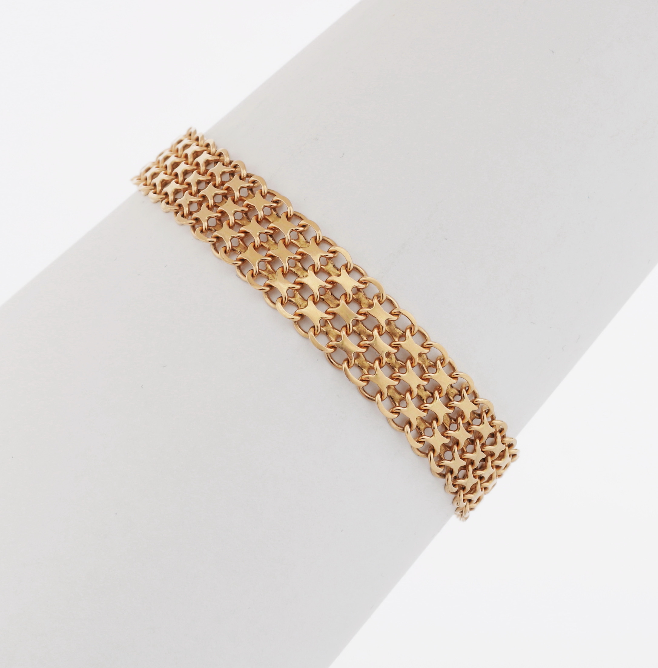 ARMBAND, guld 18K, x-länk, Hallberg Guldvarufabrik AB, Köping, 1965, vikt 16,72 gram.
