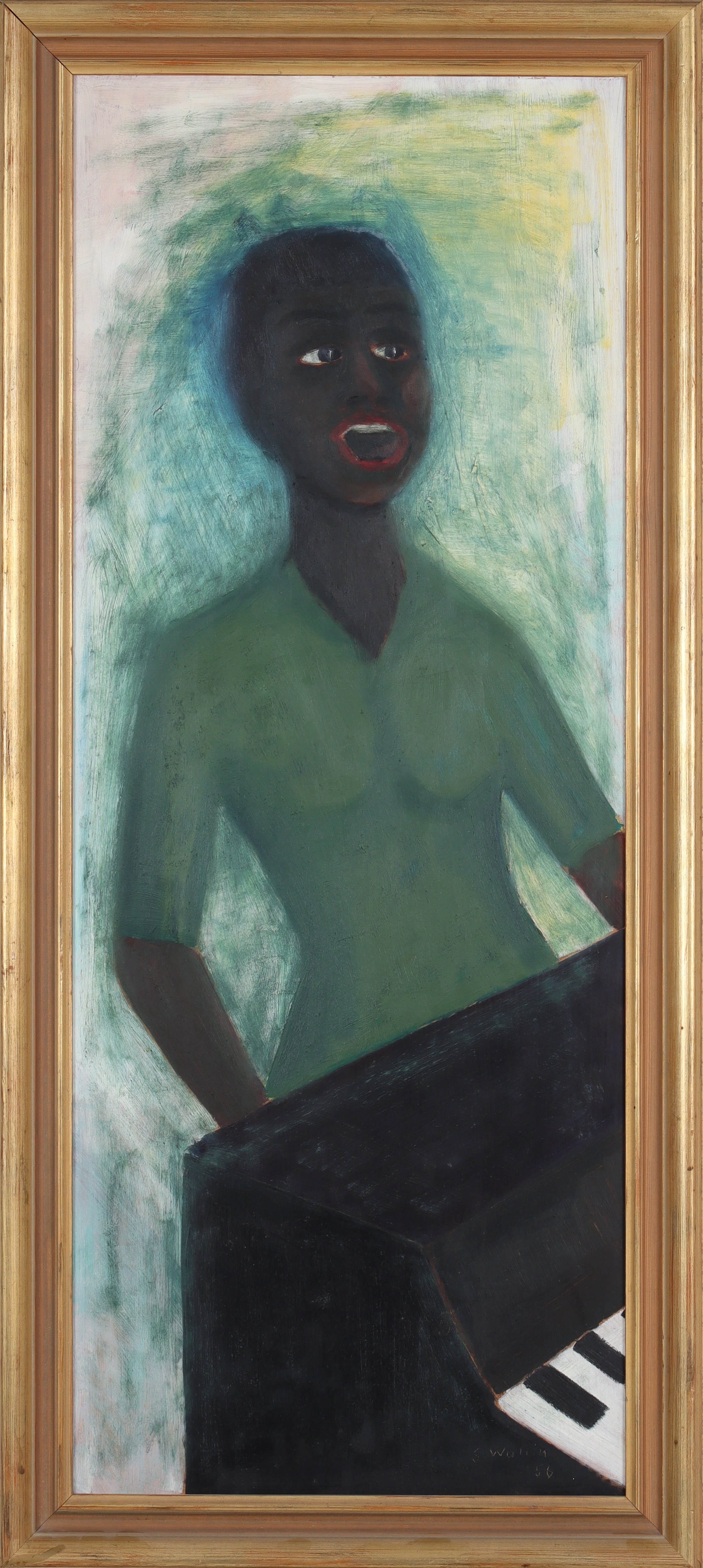 SIGURD WALLIN. Figurkomposition, olja på pannå, signerad och daterad -56.