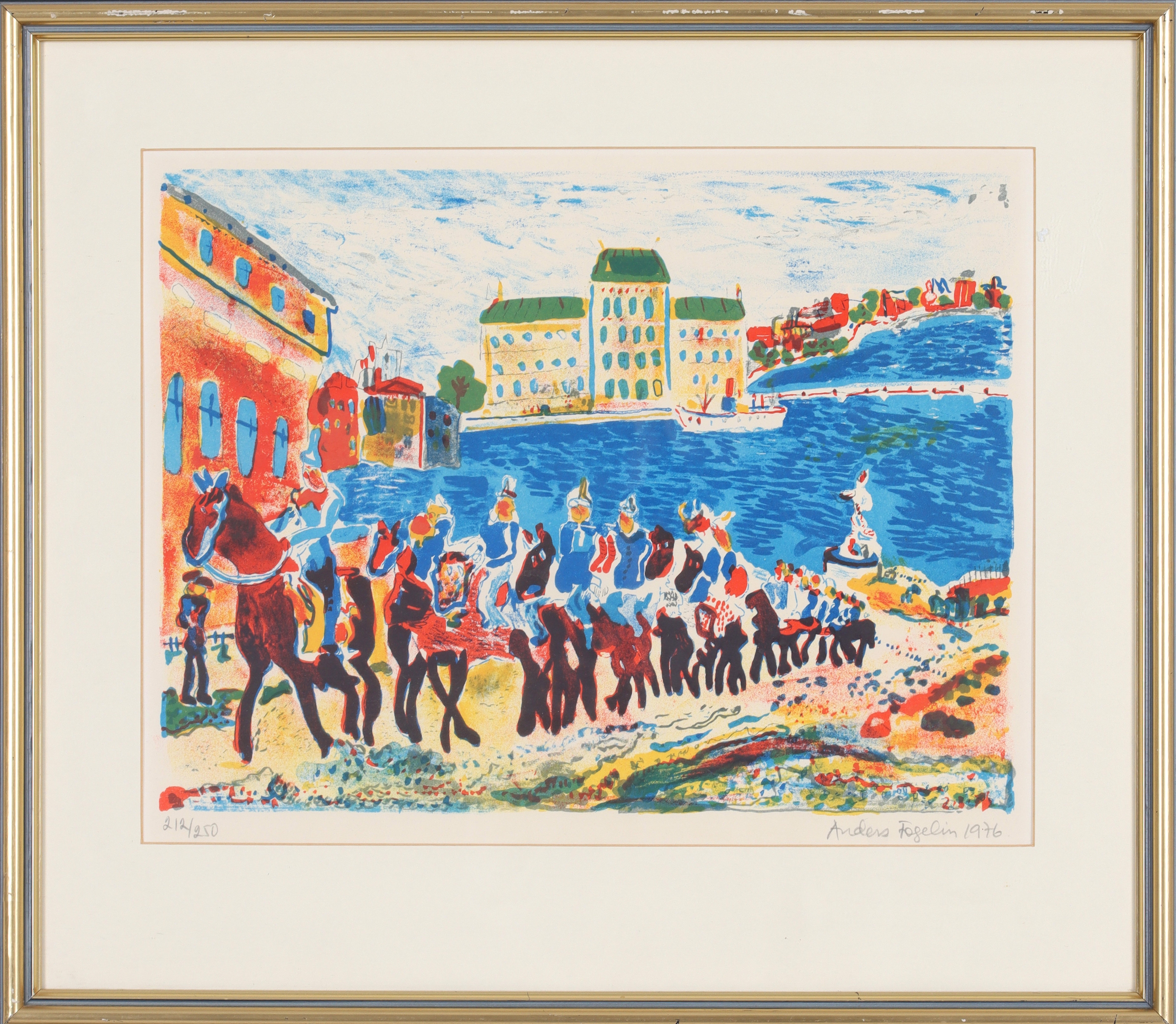 ANDERS FOGELIN. Komposition, färglitografi, signerad och numrerad 212/250.