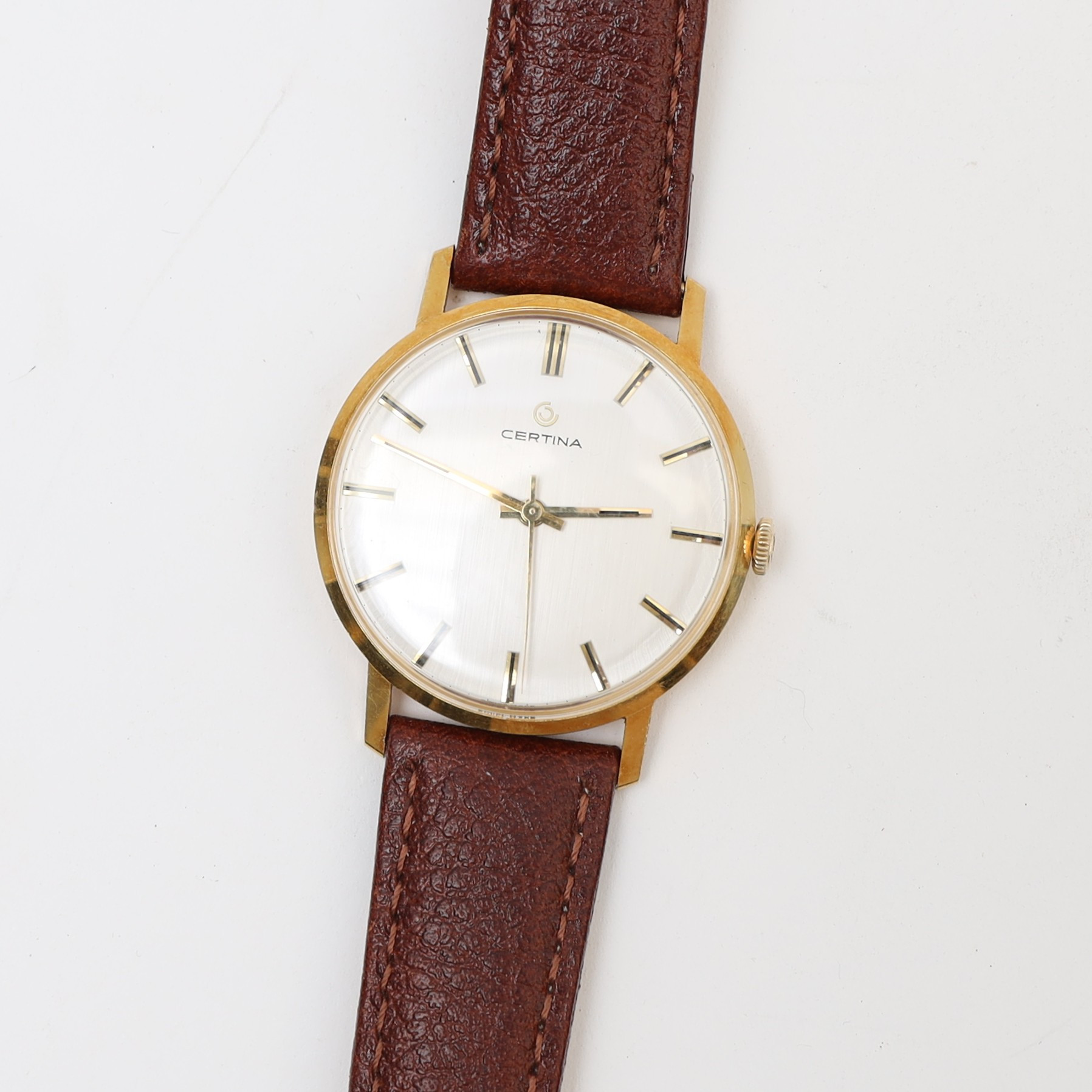 HERRARMBANDSUR, Certina, 18k, guld, automatic, Armband av läder.